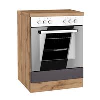 Herdumbauschrank Turin B: 60cm Grau/eichef. + Arbeitsplatte - Eiche Wotan/Grau, Design, Holzwerkstoff (60/86/60cm) - Held