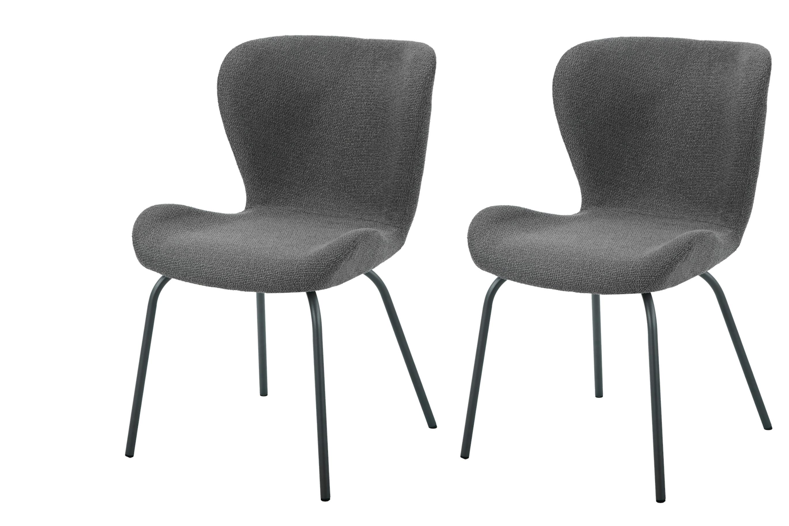 STUHL-SET LAGOS S 2ER-SET - Anthrazit/Grau, MODERN, Textil/Metall (50/83,5/60cm) - P & B