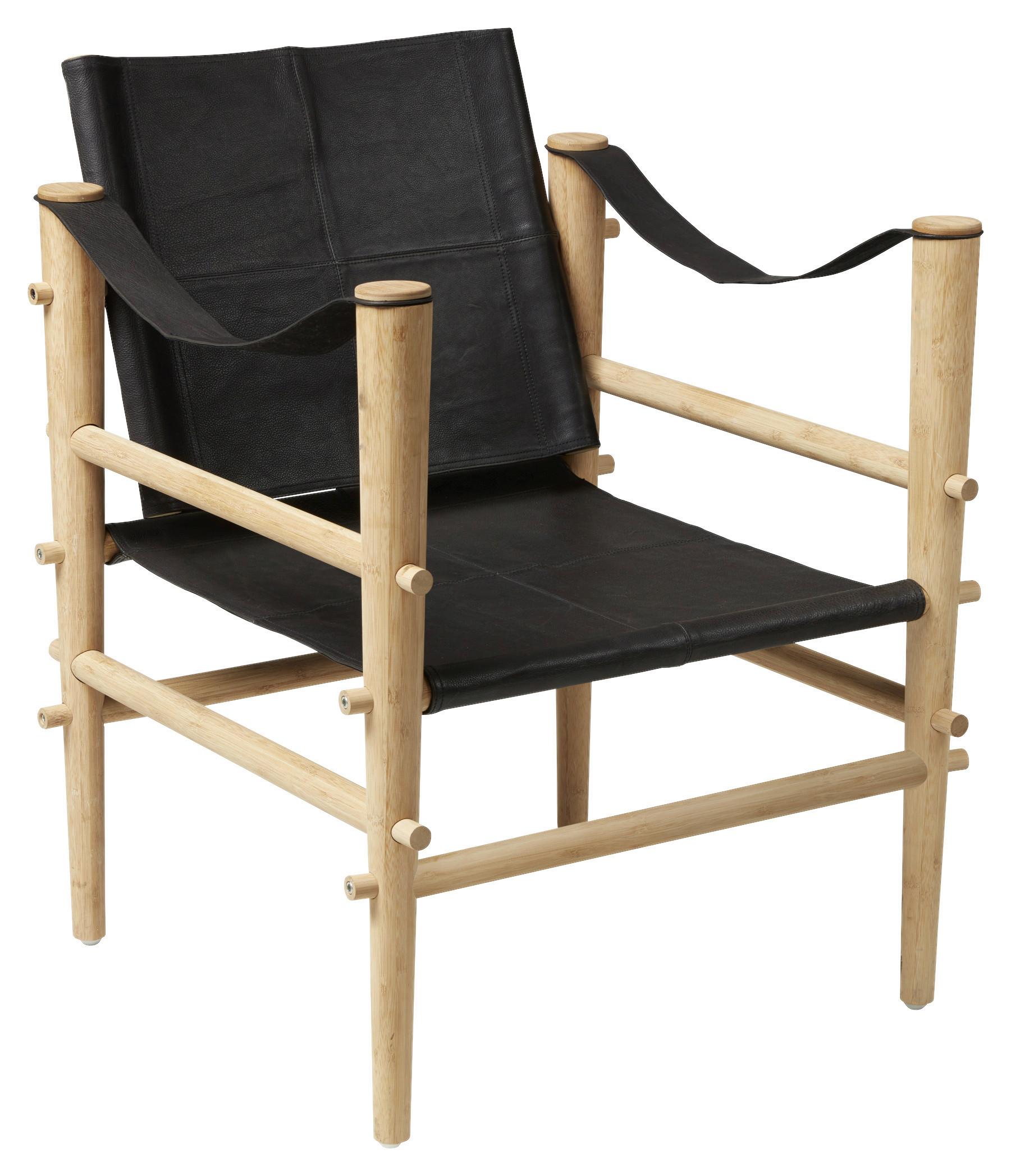 Sessel Noble 3155028 - Schwarz/Naturfarben, ROMANTIK / LANDHAUS, Leder/Holz (59/79/61cm) - MID.YOU