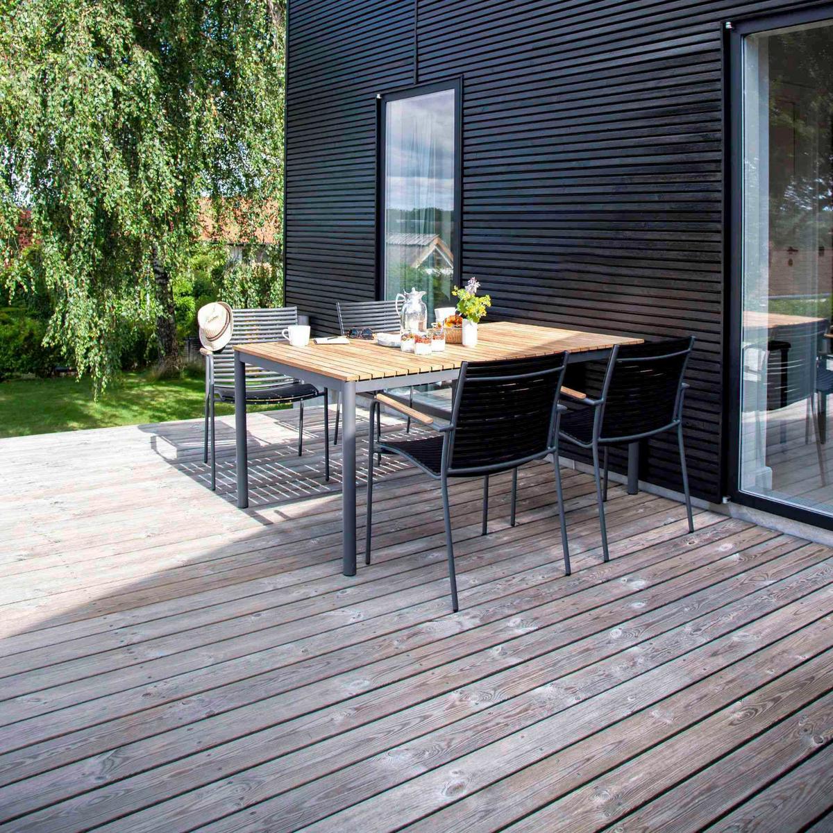 Gartenmöbel Set 5--Teilig. Mood Teakholz/Kunststoff - Anthrazit/Schwarz, Natur, Holz/Kunststoff (60/84/56cm) - Gardenson
