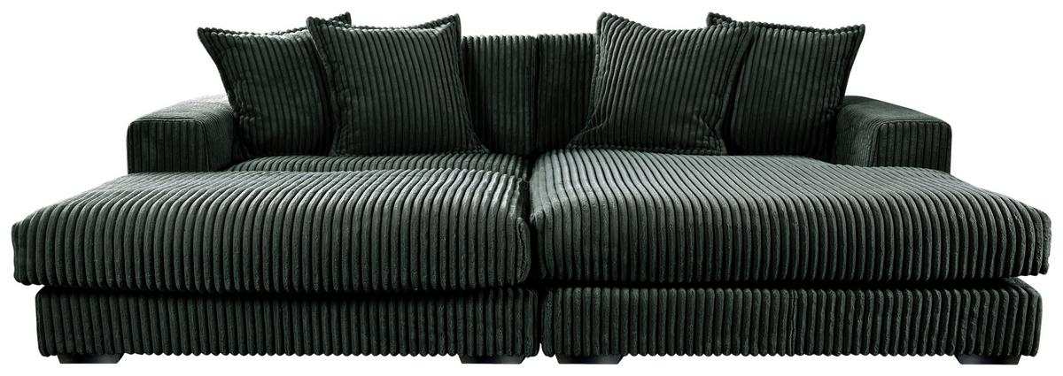 Ecksofa Funny Links Mit Hocker Dunkelgrün,schenkel: 195x285cm - Dunkelgrün/Schwarz, Basics, Textil (195/285cm) - Livetastic