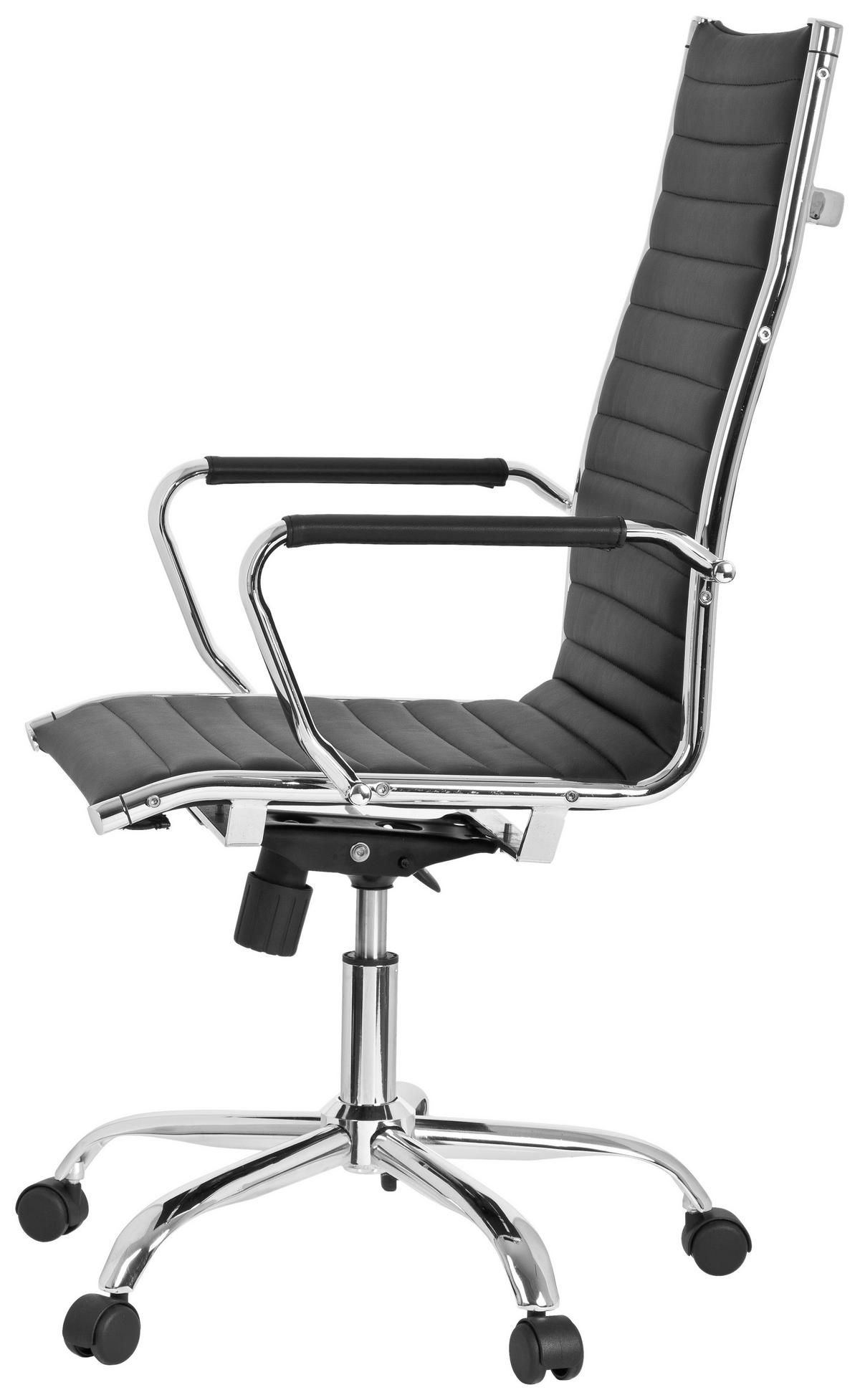 Bürostuhl Vermona Schwarz bis 110 kg - Silberfarben/Schwarz, Basics, Kunststoff/Textil (54/117/43cm) - MID.YOU