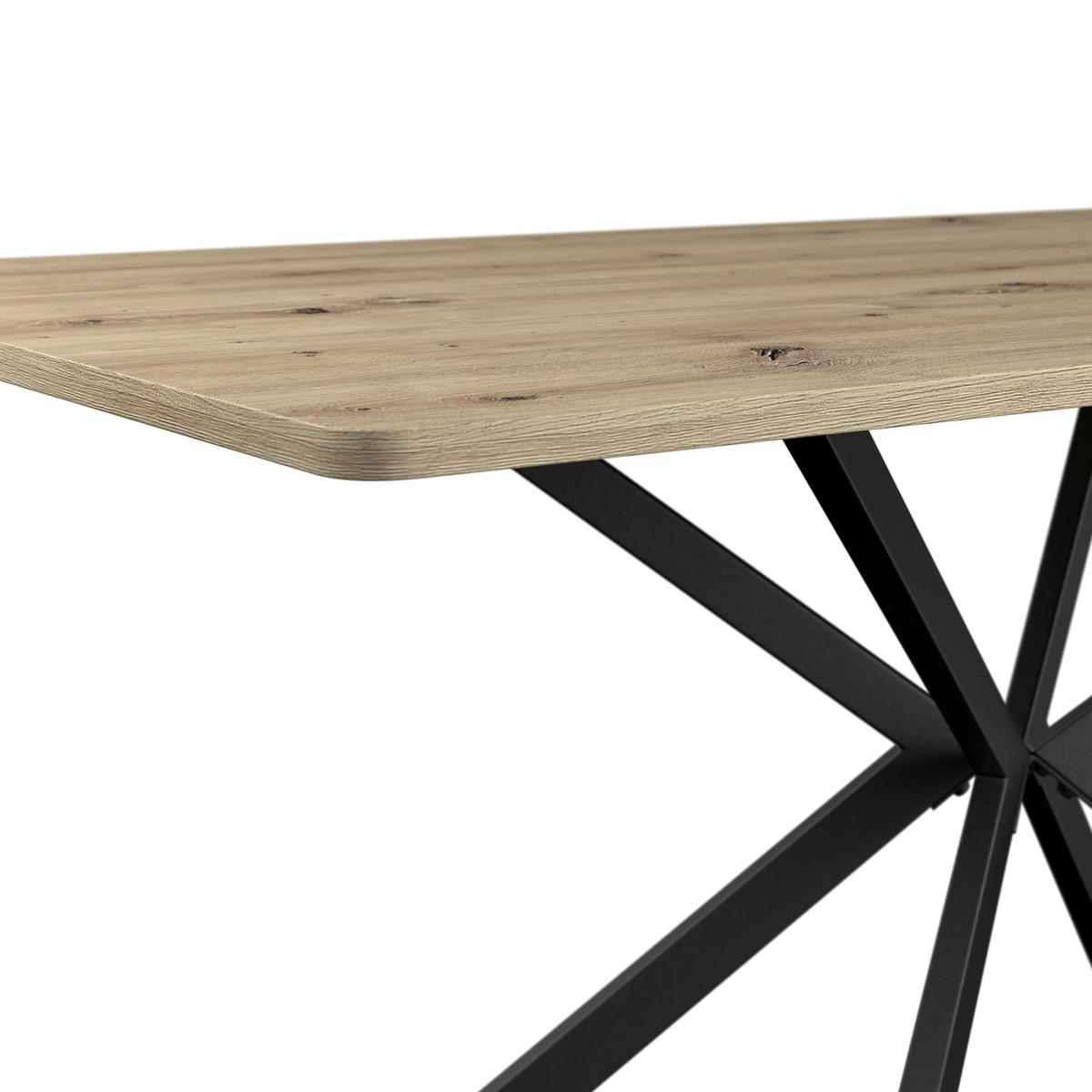 Étkezőasztal Nils 140 - tölgyfa színű/fekete, Trend, faalapú anyag/fém (140/80/76cm)
