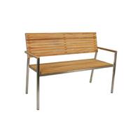 Gartenbank Teakholz Denver 2-Sitzer Mit Rückenlehne - Silberfarben/Teakfarben, Basics, Holz/Metall (125/86/55cm) - Gardenson