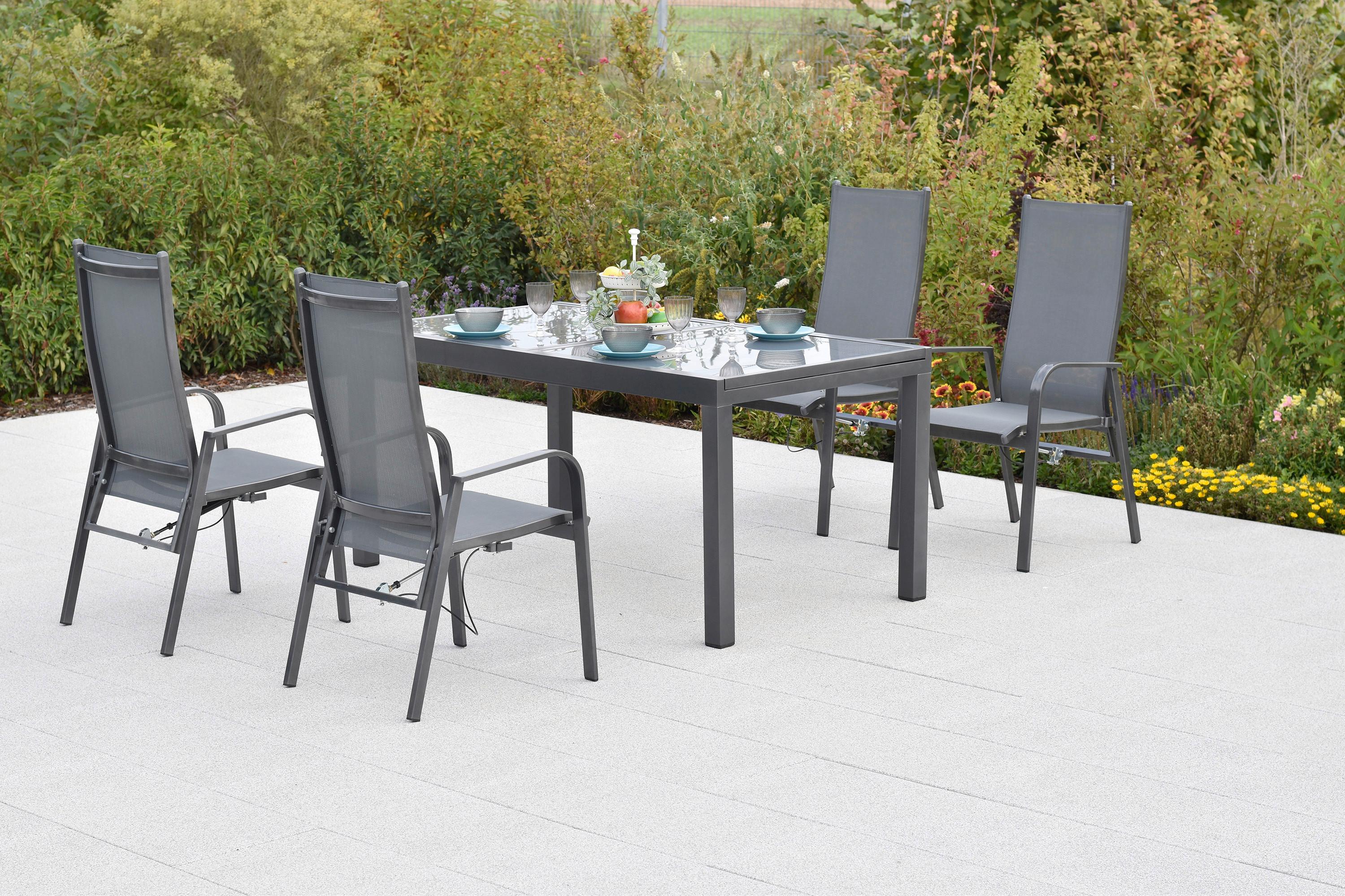 Gartentischgruppe Alassio 5--Teilig. Aus Aluminium