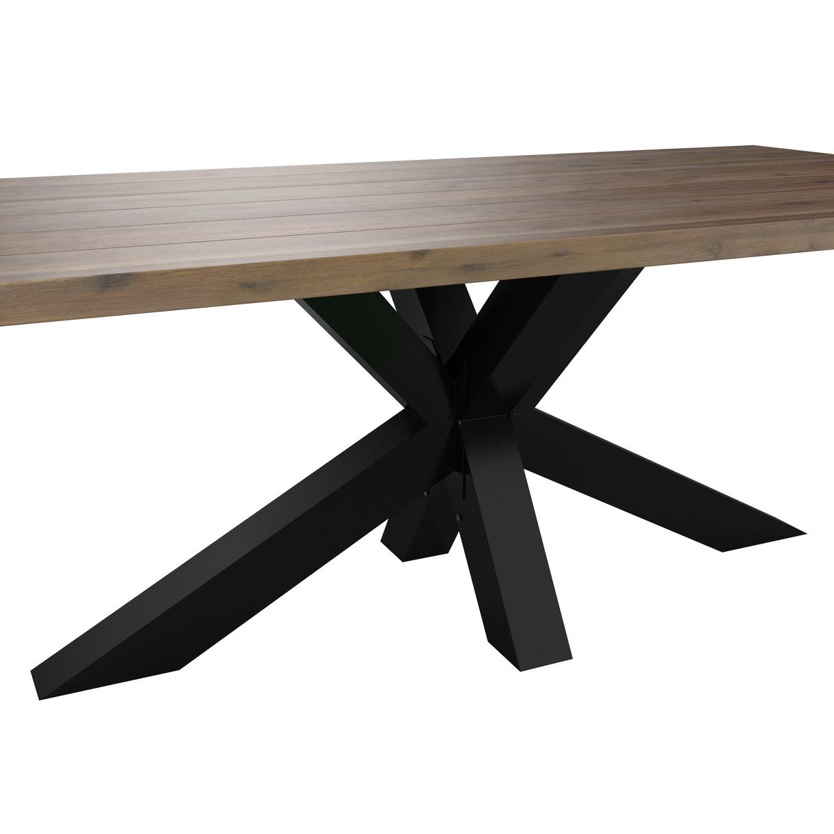 Gartentisch Stockholm Akazienholz L 200cm - Schwarz/Akaziefarben, MODERN, Holz/Metall (200/100/76cm) - Beldano