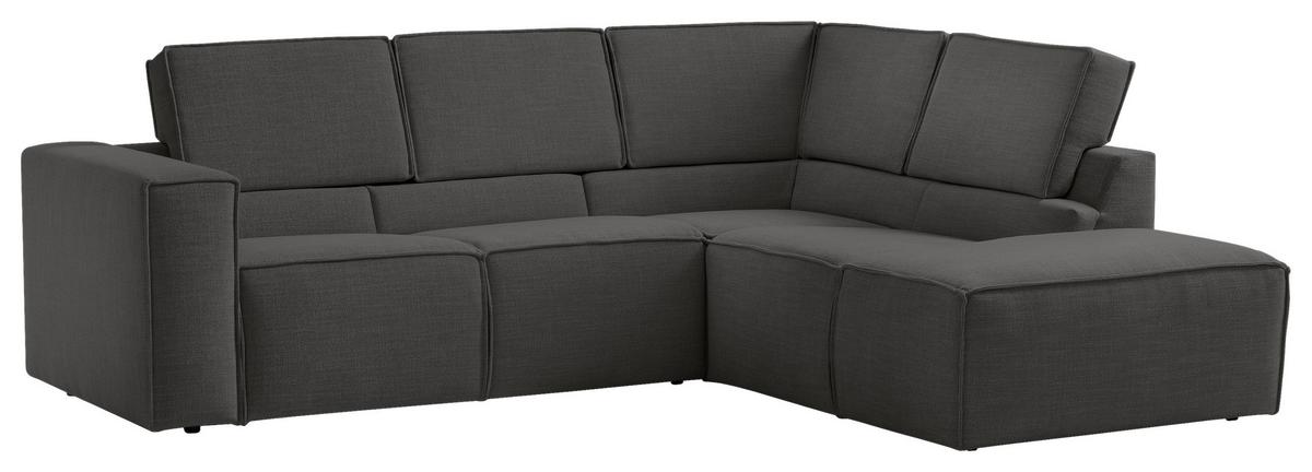 Ecksofa Dice Anthrazit 275x220 Cm - Anthrazit/Schwarz, MODERN, Textil (275/220cm) - Trendmanufaktur