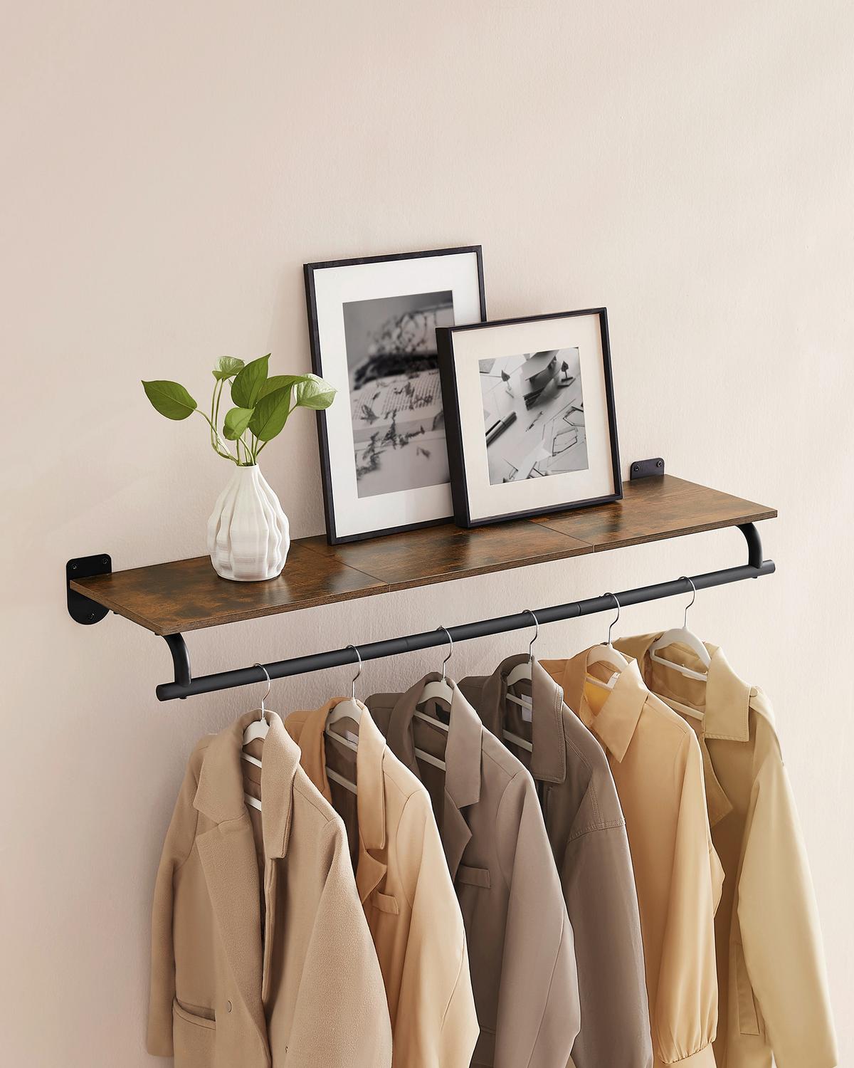 Wandgarderobe Braun/Schwarz B: 109 cm - Schwarz/Braun, Basics, Holzwerkstoff/Metall (109/13,2/28cm)