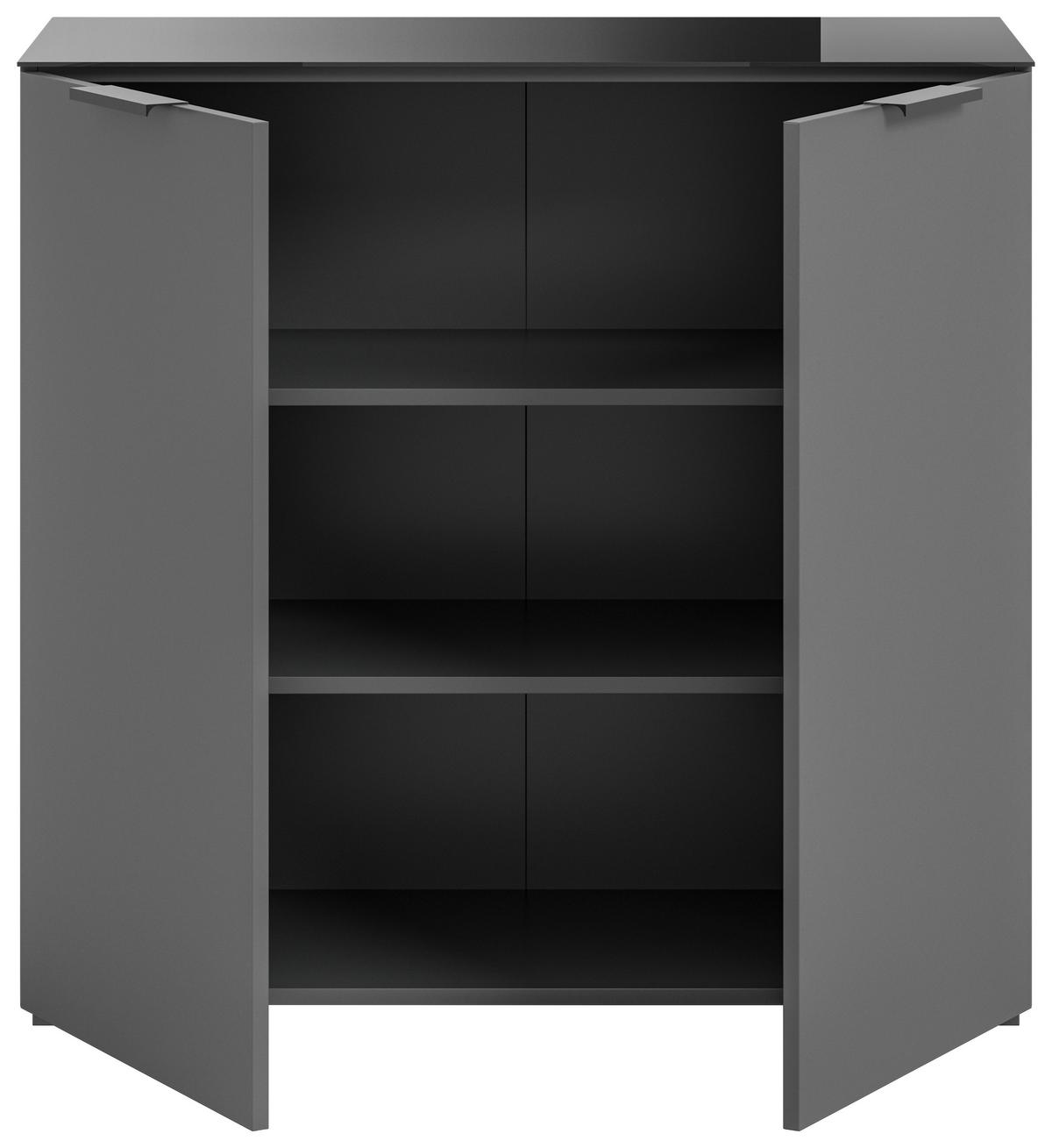 Kommode Ray Anthrazit B: 90 cm - Anthrazit, Design, Glas/Holzwerkstoff (90/86/40cm) - Livetastic