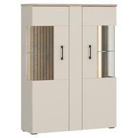 Highboard B: 102,2cm Amare Kaschmir/eichefarben - Kaschmir/Eichefarben, MODERN, Glas/Holzwerkstoff (102,2/138/35cm)