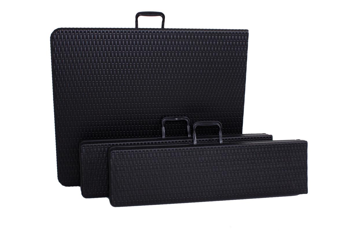 Gartengarnitur 3-Tlg. Ventana Metall/Kunststoff - Schwarz, Basics, Kunststoff/Metall (180/75/73cm) - Gardenson