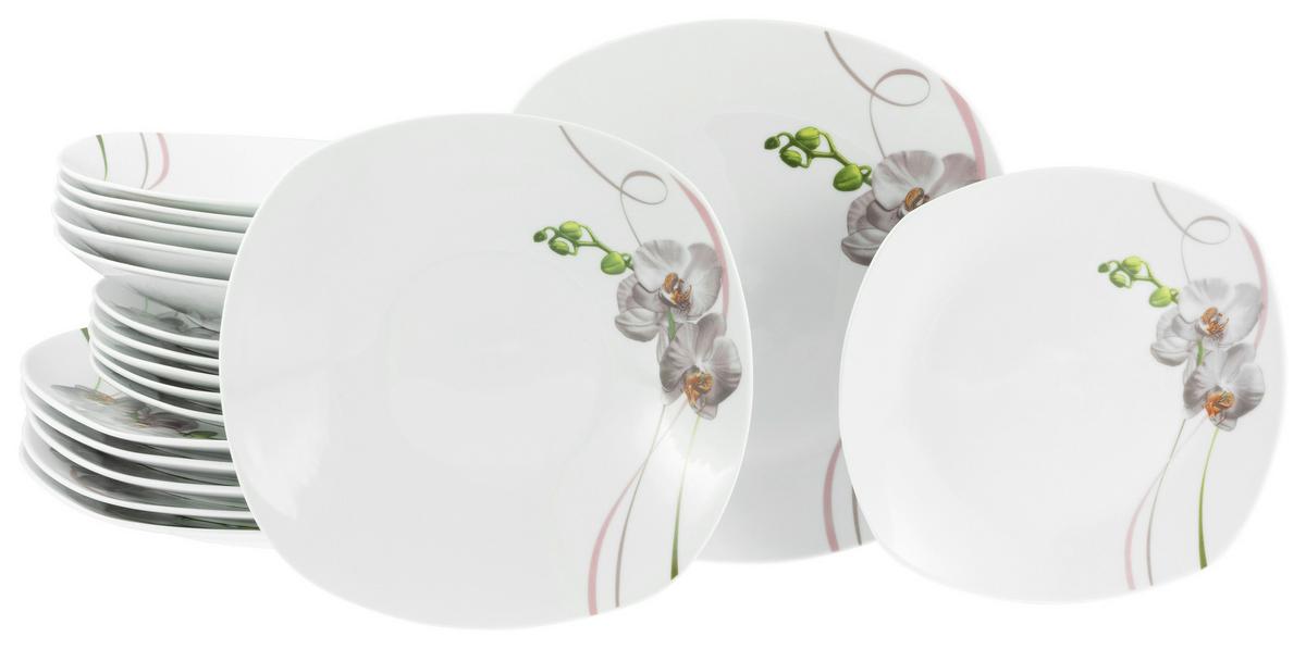 Speisetellerset Square Orchidee, 18--Teilig., Multicolor - Multicolor, Trend, Keramik - Creatable