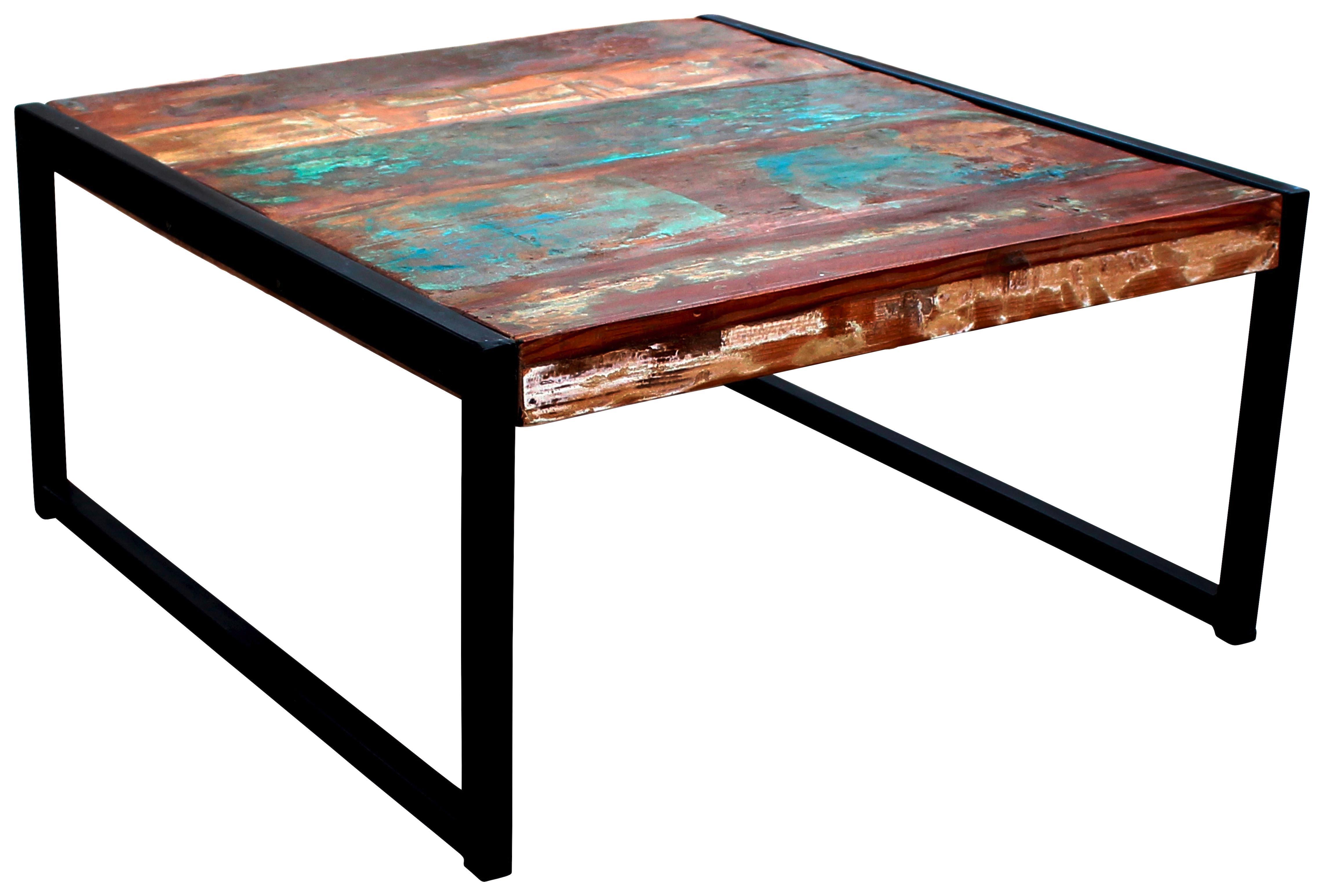 Couchtisch Faro B: 70 cm Recyclingholz - Multicolor/Schwarz, Basics, Holz/Metall (70/35/70cm)