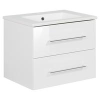 Waschbecken mit Unterschrank Perfekt B: 62,5 cm Weiß - Weiß, MODERN, Keramik/Holzwerkstoff (62,5cm) - MID.YOU