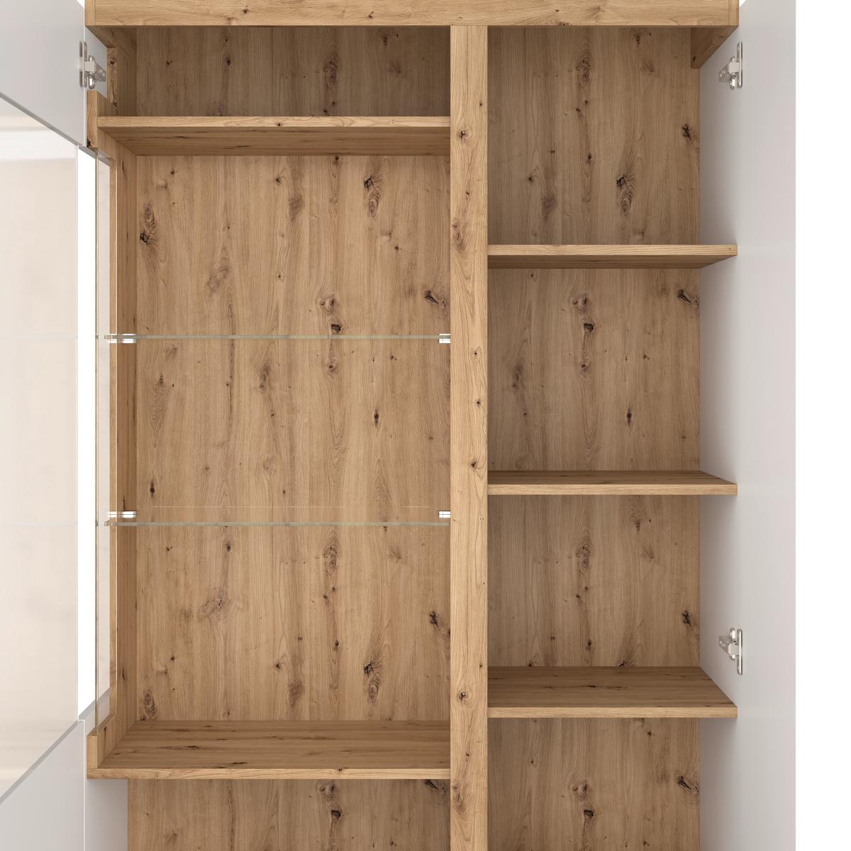 Vitrin Calabria - tölgyfa színű/fehér, Trend, faalapú anyag/üveg (103,6/200,5/40cm)