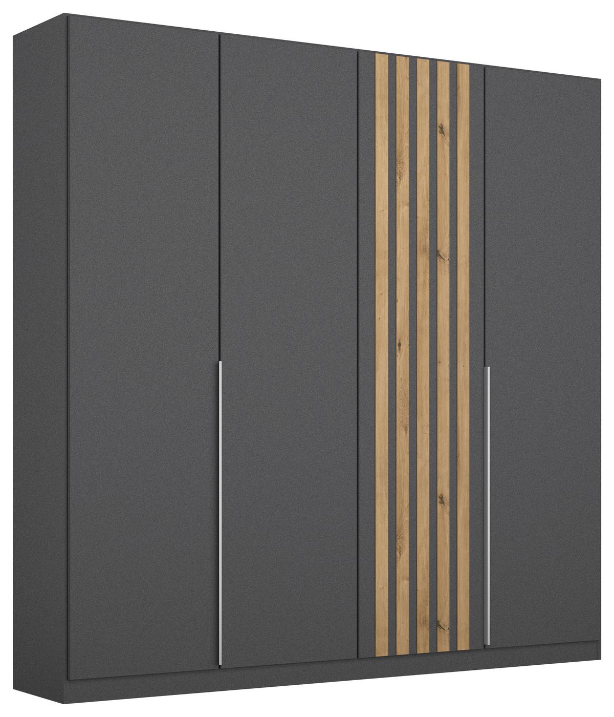 Drehtürenschrank 181 cm Lamella Grau/Eiche Dekor - Eiche Artisan/Grau, MODERN, Holzwerkstoff (181/210/54cm) - Rauch Möbel