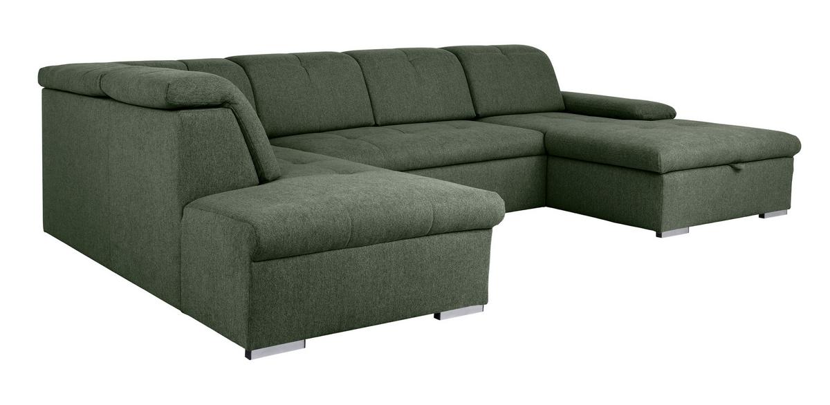 Wohnlandssschaft Grün U: 215x328x173 cm - Grau/Grün, Design, Textil (215/328/173cm) - MID.YOU