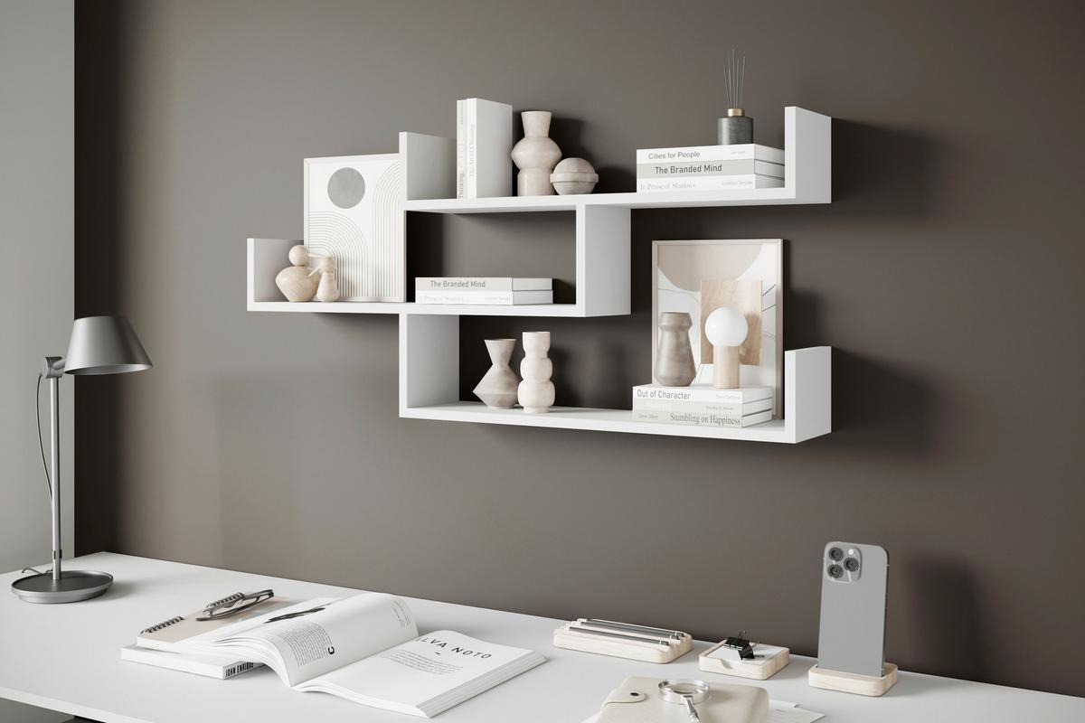 Wandregal Trio Weiß B: 119,1cm - Weiß, Basics, Holzwerkstoff (119,1/55/18cm)