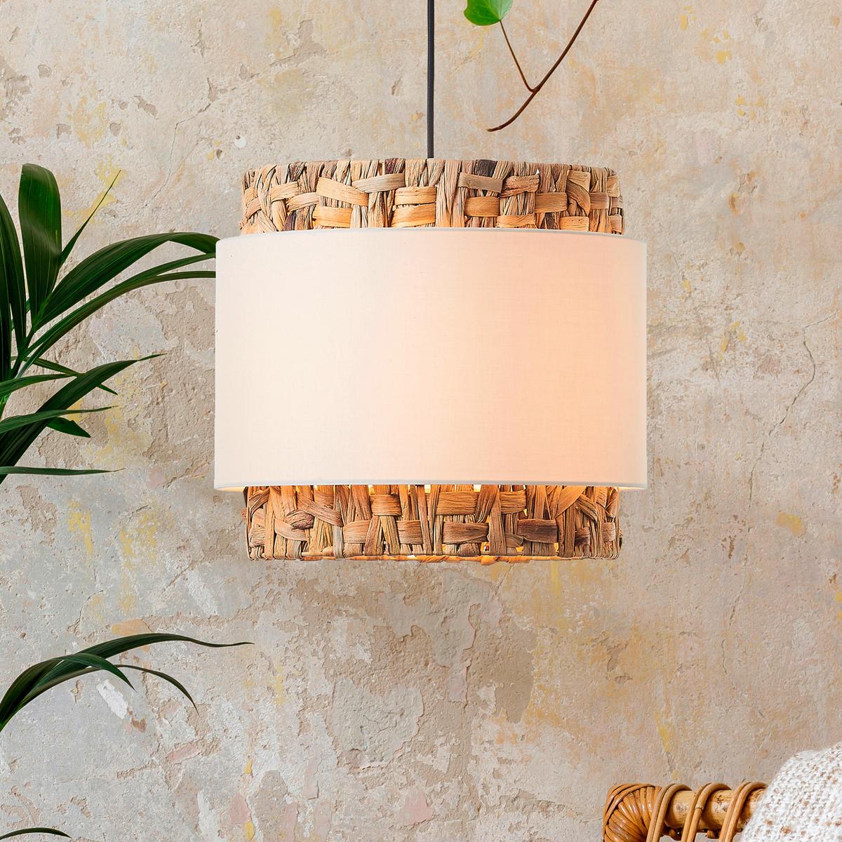 Hängeleuchte 99826/09 Waterlilly - Beige/Naturfarben, Natur, Naturmaterialien/Textil (35/140cm) - Brilliant
