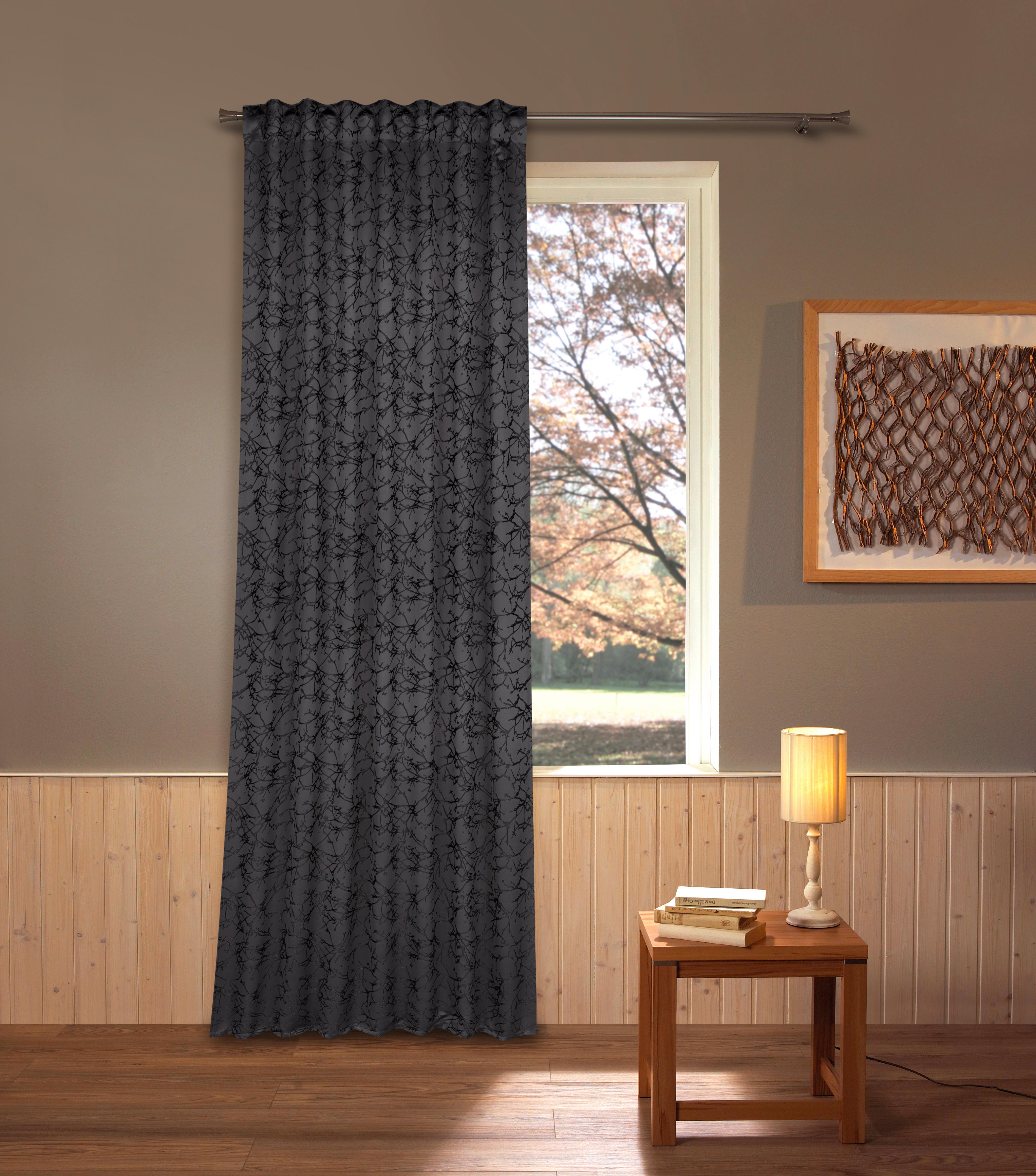 Vorhang Mit Schlaufen und Band Sibel 140x245 cm Anthrazit - Anthrazit, ROMANTIK / LANDHAUS, Textil (140/245cm) - James Wood