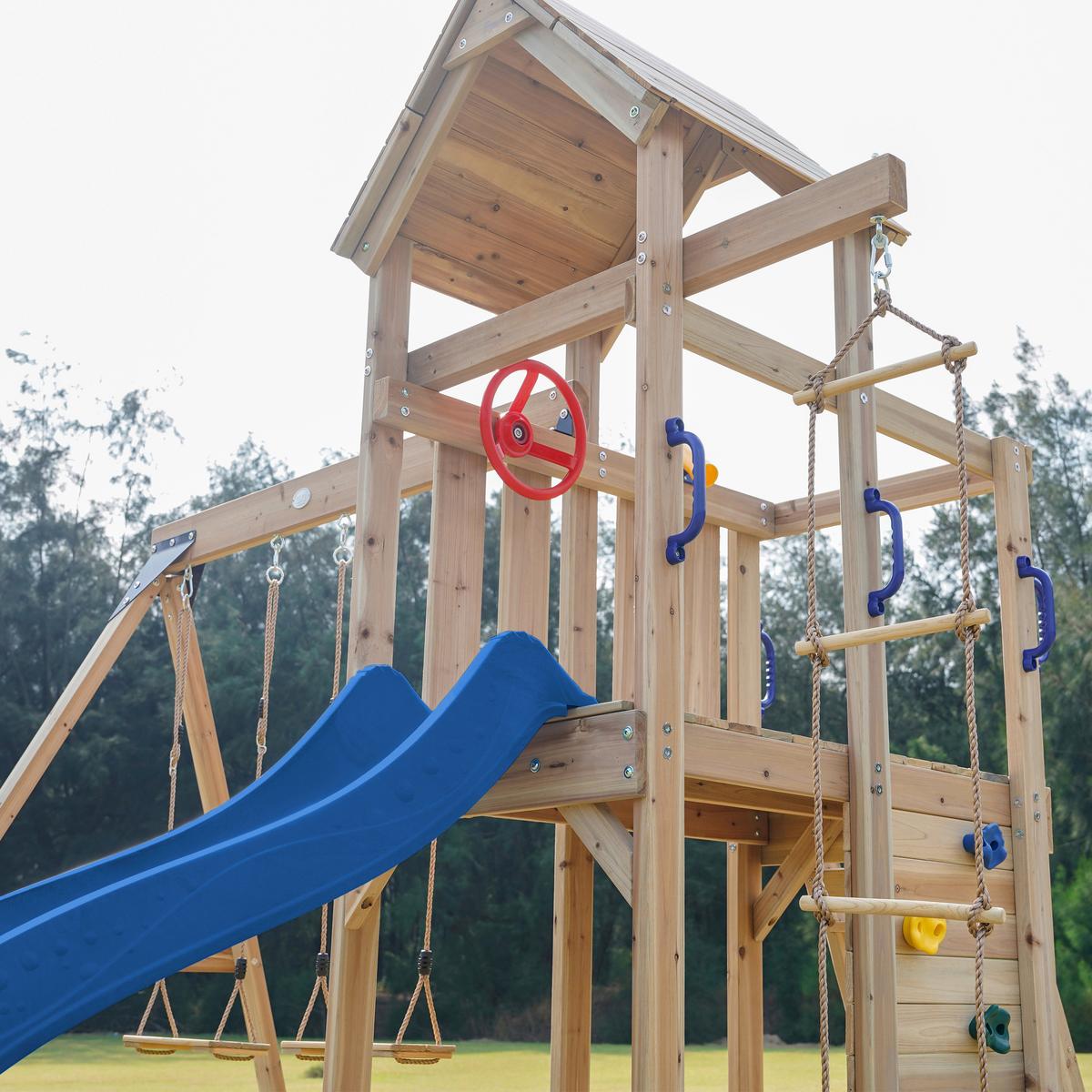 Spielturm A030.500.00 - Blau, KONVENTIONELL, Holz/Kunststoff (342/267/375cm) - Ambia Garden