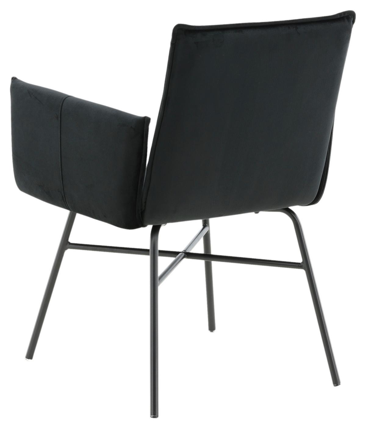 Stuhl Petra - Schwarz, Design, Textil/Metall (57/87/60cm) - Livetastic