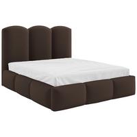 Polsterbett Bero Dunkelbrau, Lf: 160x200 Cm - Dunkelbraun/Buchefarben, Trend, Holz/Textil (160/200cm)