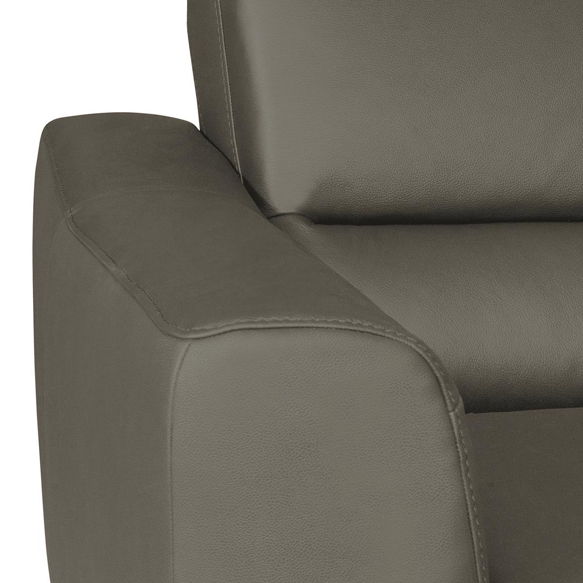 Ecksofa Santos Sahara S: 241 Cm - Chromfarben/Sahara, Design, Leder/Textil (241/168cm) - Livetastic