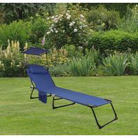 Gartenliege Bindox Stahl, Klappbar - Blau, MODERN, Kunststoff/Textil (55/24/185cm) - Ambia Garden