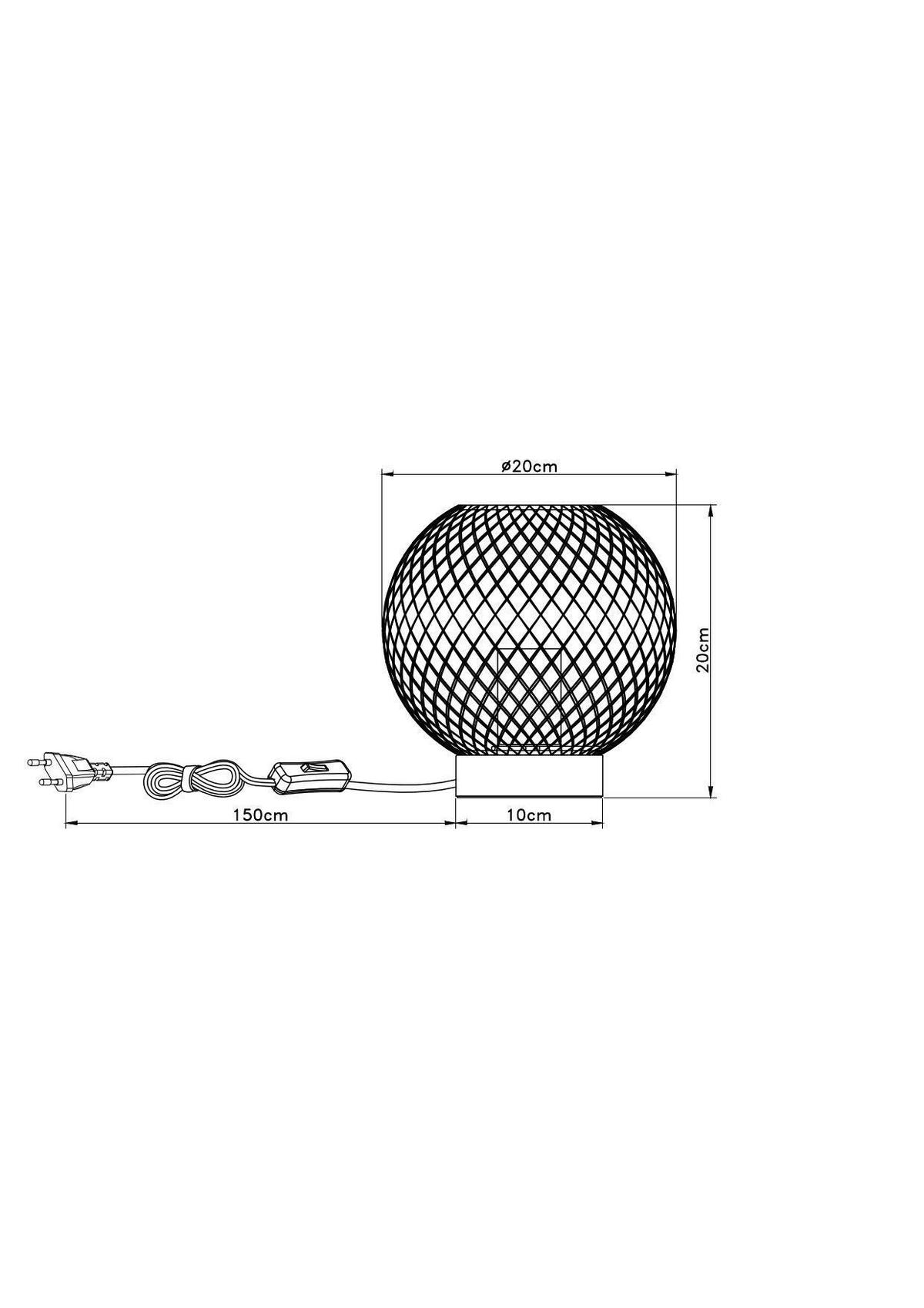 Tischlampe 15663t Schwarz Metall Mit Schalter - Schwarz/Braun, Basics, Holz/Metall (20/20cm) - Globo