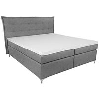 Boxspringbett mit Topper 180x200cm Fabio, Grau - Grau, MODERN, Textil (180/200cm)