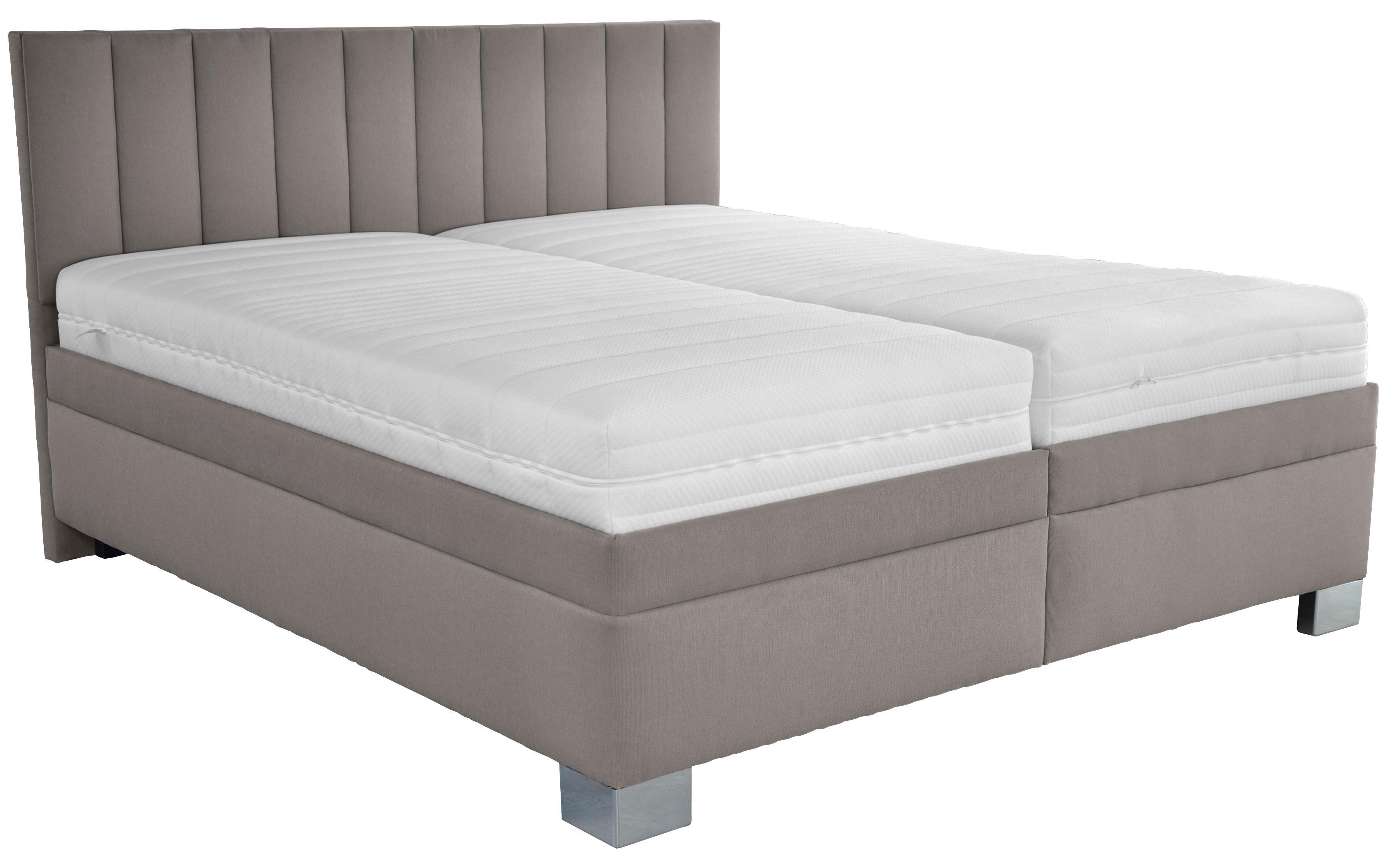 Polsterbett Faust 180x200 Hellbraun - Hellbraun/Silberfarben, MODERN, Textil (187/114/214cm)