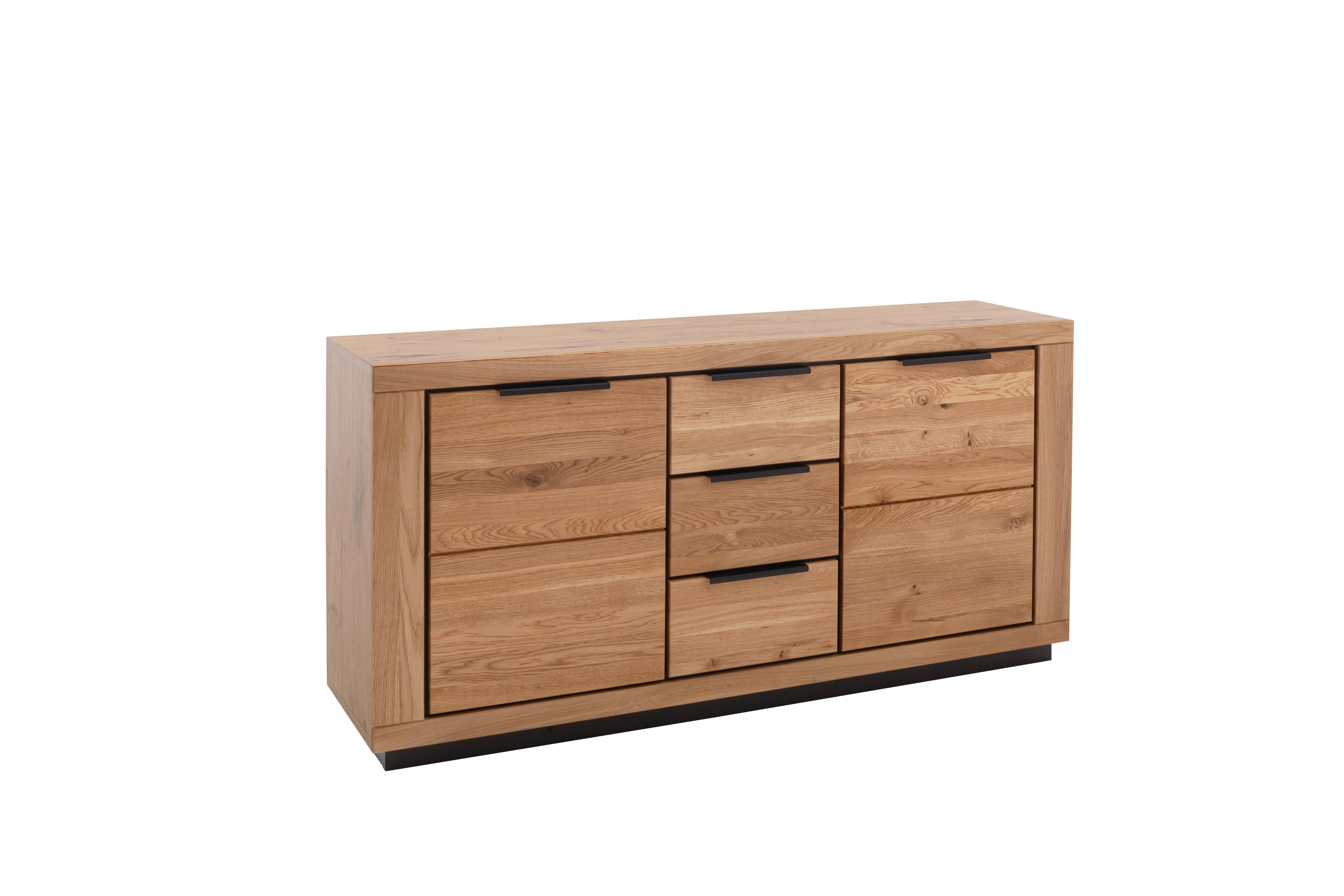 Sideboard Greno T02 Wildeiche 2 Türen 3 Laden - Wildeiche/Schwarz, ROMANTIK / LANDHAUS, Holz/Holzwerkstoff (163/80/40cm)