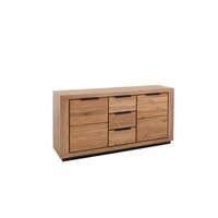 Sideboard Greno T02 Wildeiche 2 Türen 3 Laden - Wildeiche/Schwarz, ROMANTIK / LANDHAUS, Holz/Holzwerkstoff (163/80/40cm)