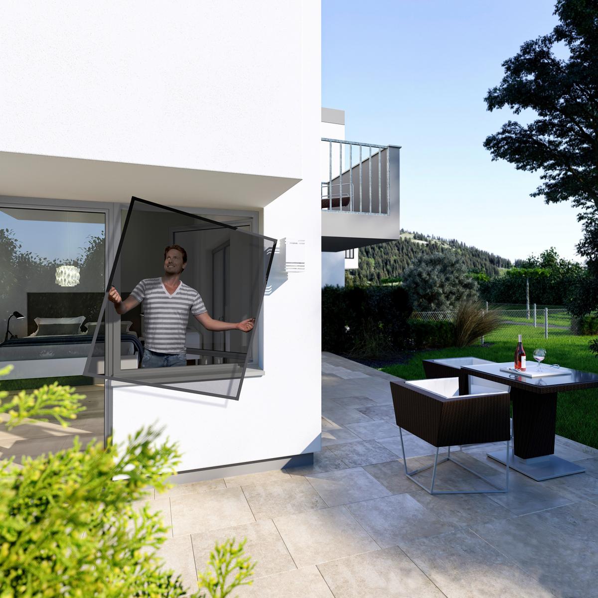 Fliegengitter 140x150 cm Anthrazit, zuschneidbar - Anthrazit, Basics, Glas/Metall (140/150cm)