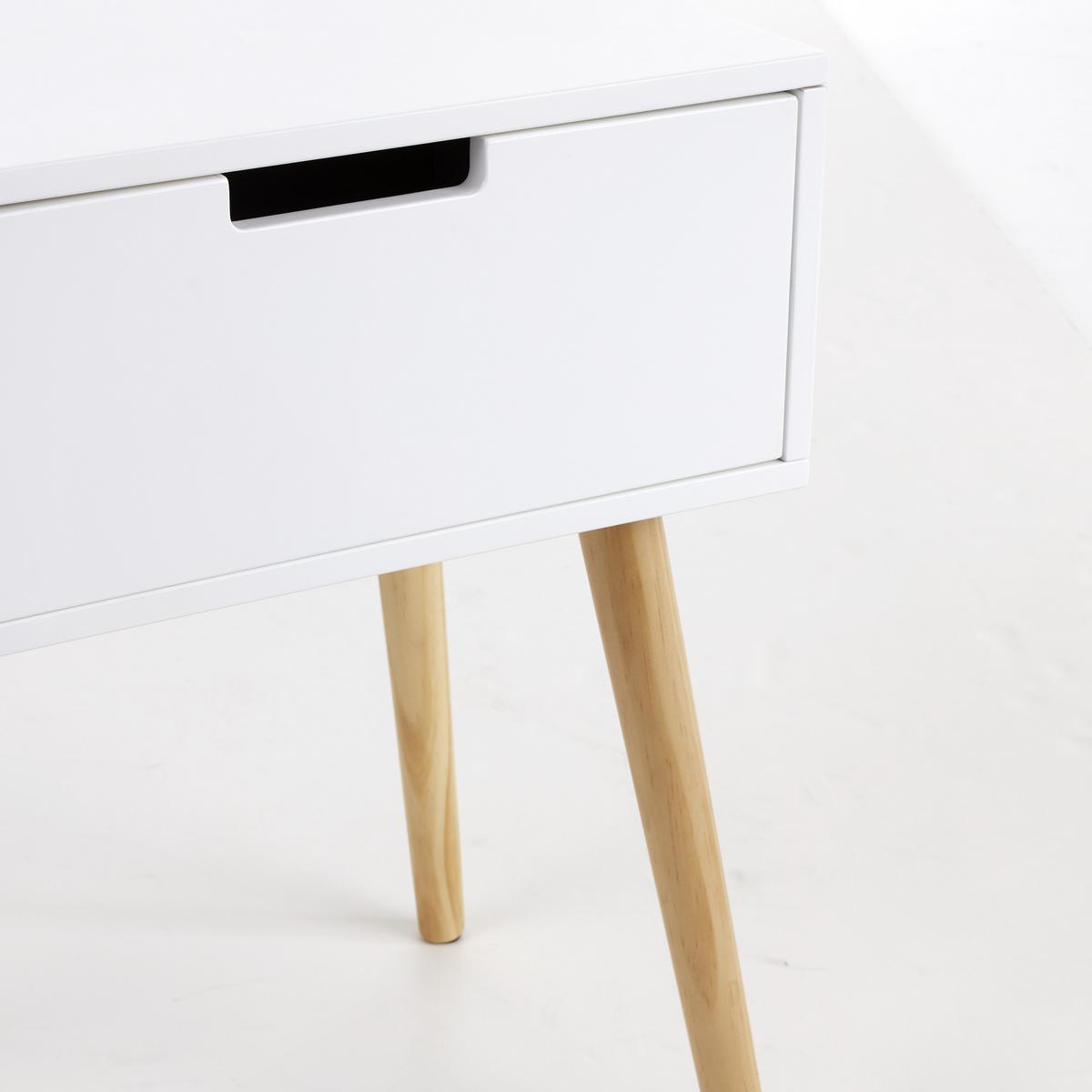 Nachtkästchen Weiß/Kiefer teilmassiv H: 52 cm Levi - Naturfarben/Weiß, MODERN, Holz/Holzwerkstoff (40/52/30cm) - Livetastic