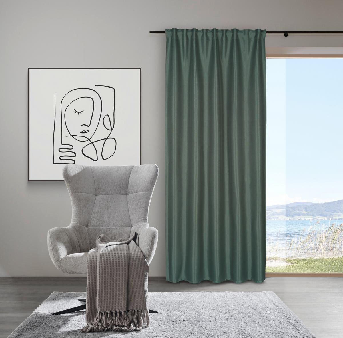 Zatemňovací záves Roman, 135/255cm, zelená - zelená, Modern, textil (135/255cm) - Premium Living