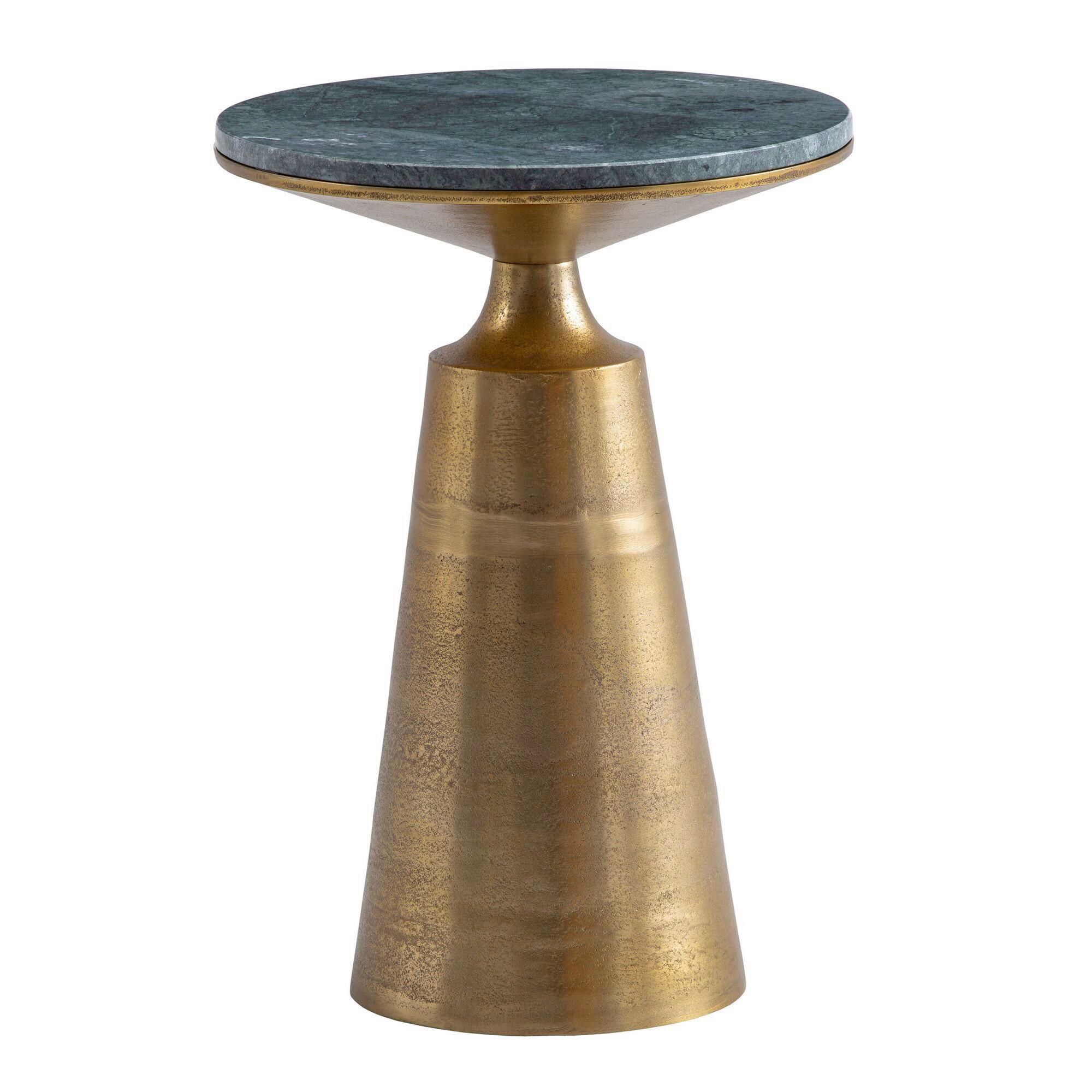 Beistelltisch Grün, Goldfarben L: 40 cm - Goldfarben/Grün, Design, Stein/Metall (40/40/56,5cm) - Livetastic