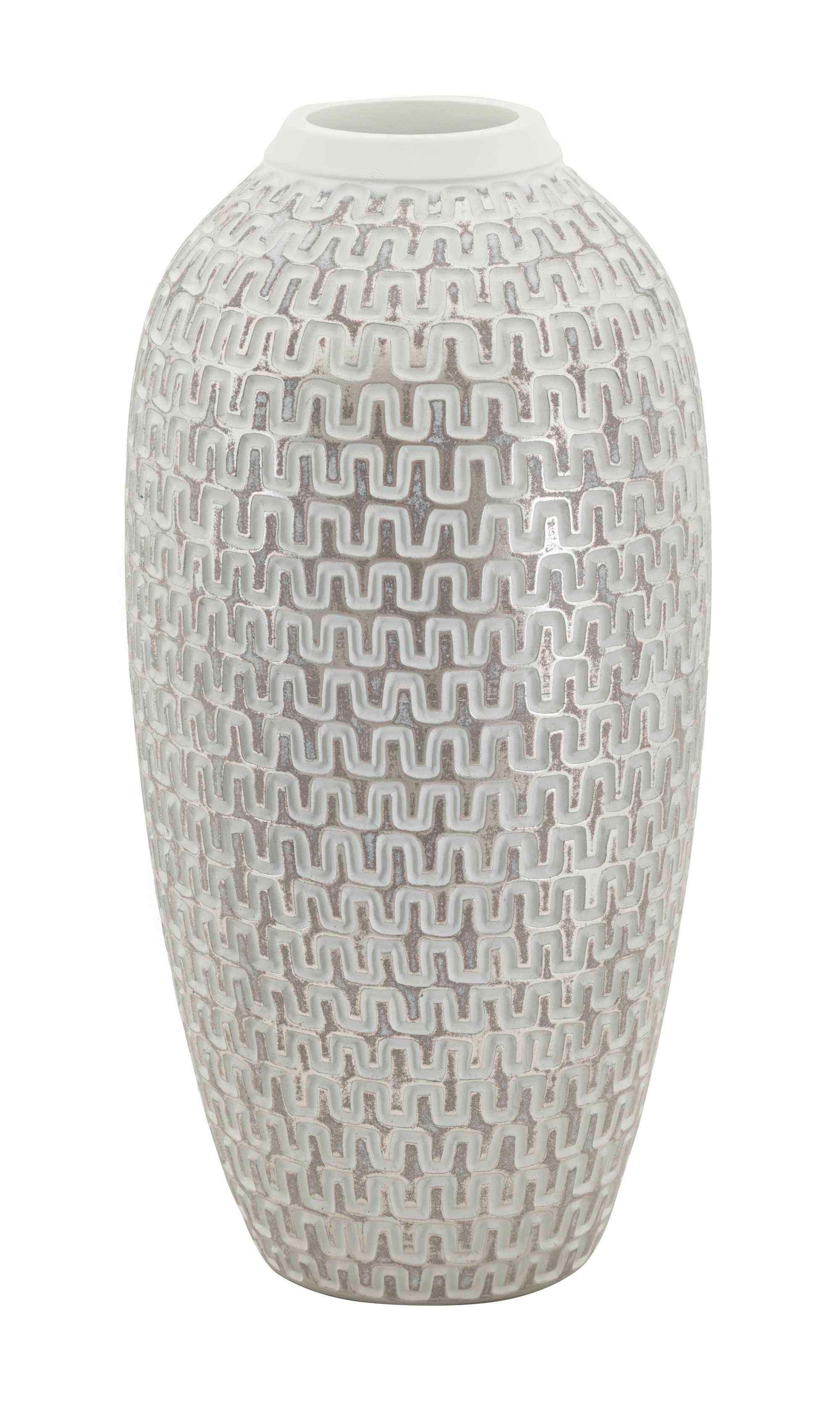 Vase Wave Weiß, Goldfarben B: 21 cm - Goldfarben/Weiß, Basics, Kunststoff (21  /43/21cm)