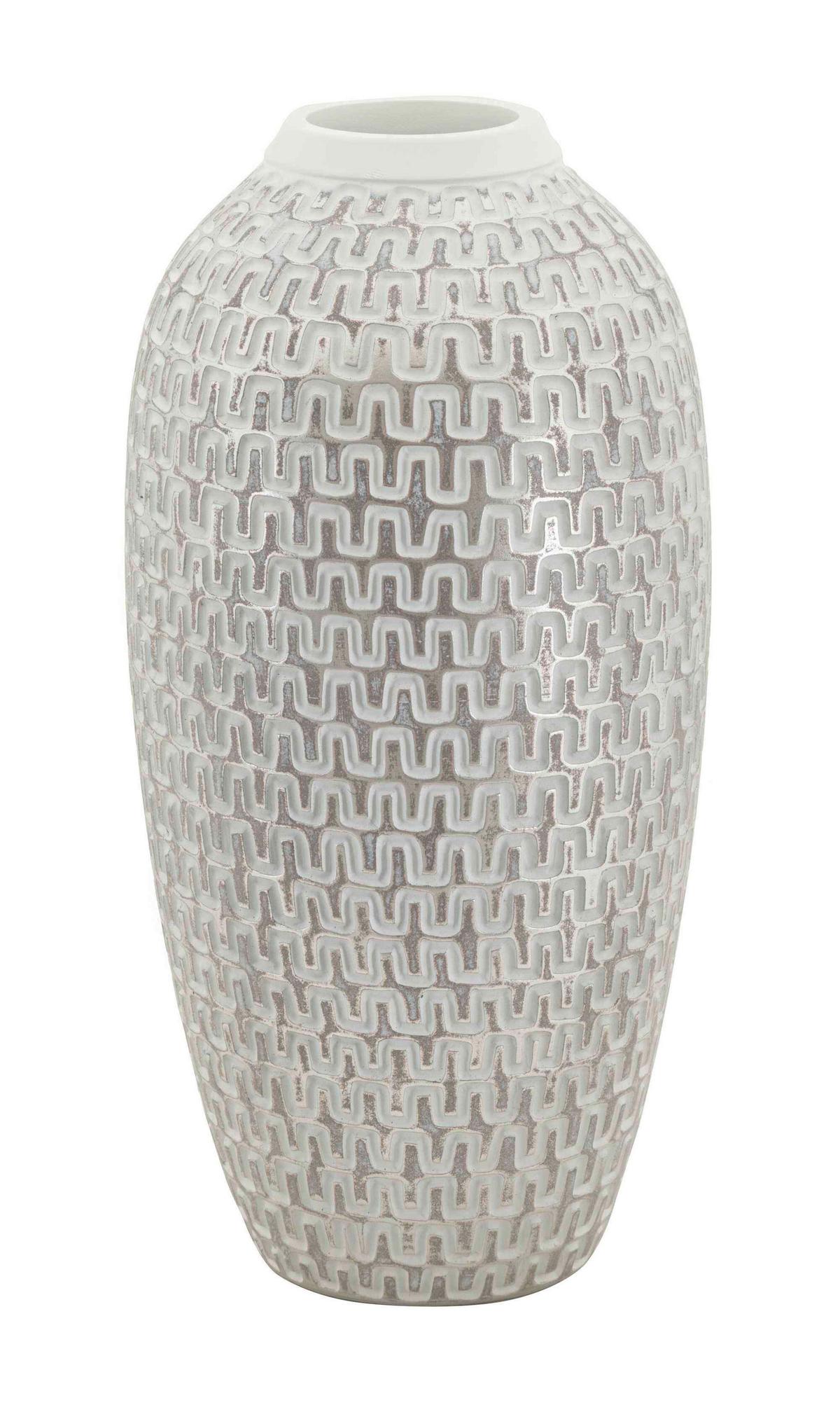 Vase Wave Weiß, Goldfarben B: 21 Cm - Goldfarben/Weiß, Basics, Kunststoff (21  /43/21cm)