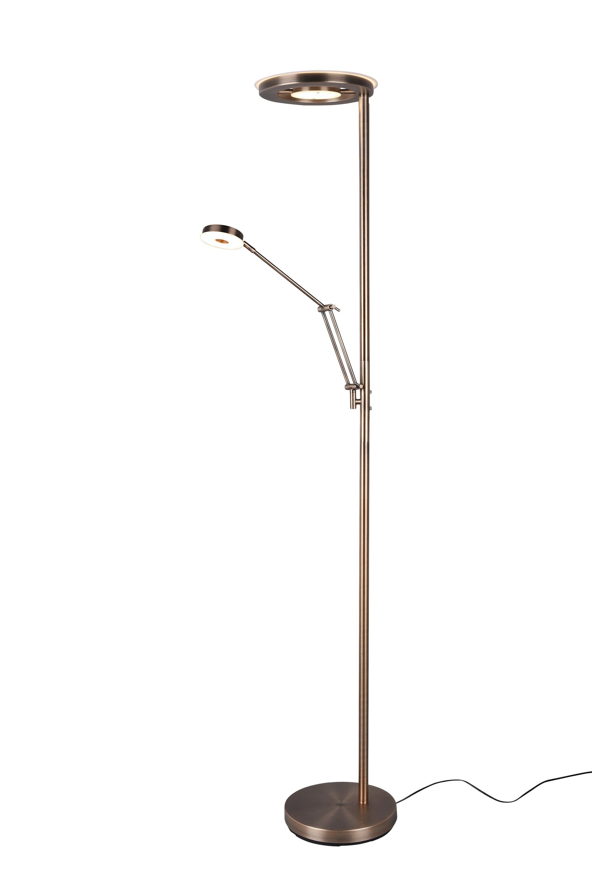 Led-stehlampe Dimmbar Messingfarben Mit Lesearm - Messingfarben, Basics, Metall (181/30cm) - Trio Leuchten