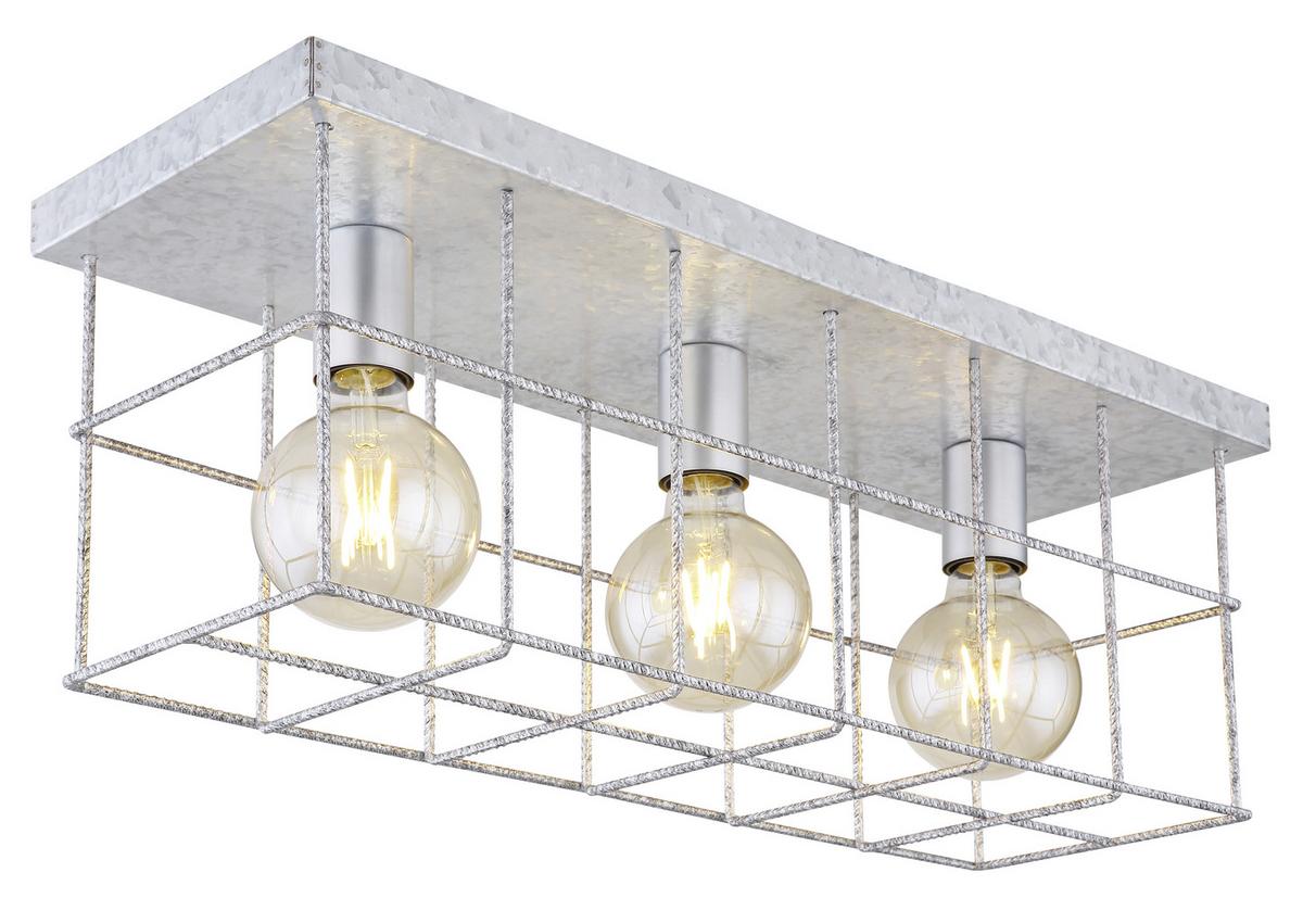 Deckenleuchte Merril L: 60 cm 3-Flammig aus Stahl - Zinkfarben, Design, Metall (60/20/25,8cm) - Globo
