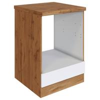Herdumbauschrank Florenz B: 60cm Weiß mit Arbeitsplatte - Eiche Wotan/Weiß, Design, Holzwerkstoff (60/86/60cm) - Held