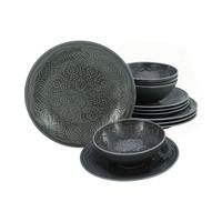 Jídlení souprava ORIENT MANDALA, 12-dílná - tmavě šedá, Trend, keramika - Creatable