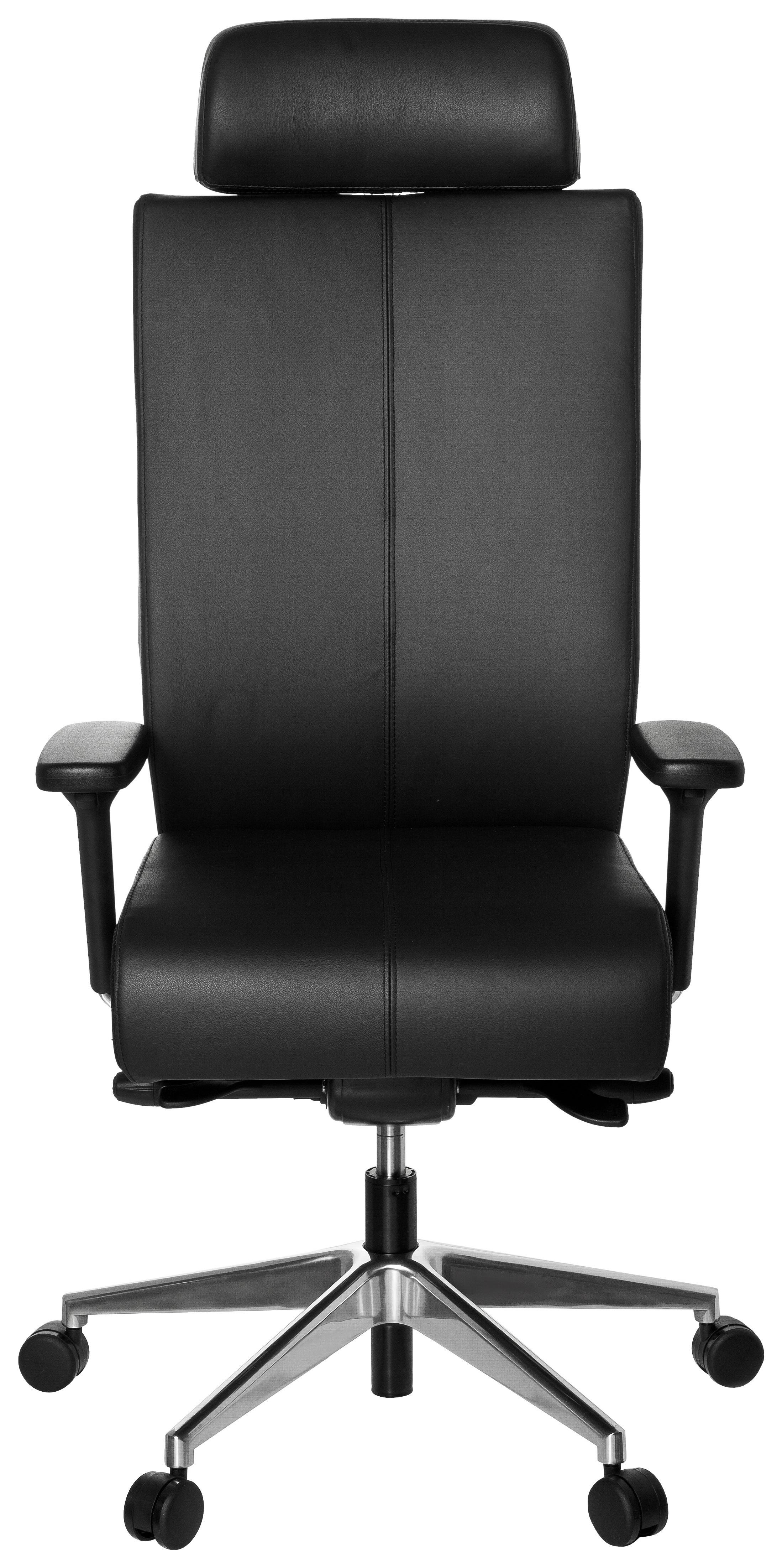 Drehstuhl Pro-Tec XXL Schwarz - Silberfarben/Schwarz, MODERN, Leder/Kunststoff (59/138/49cm) - MID.YOU