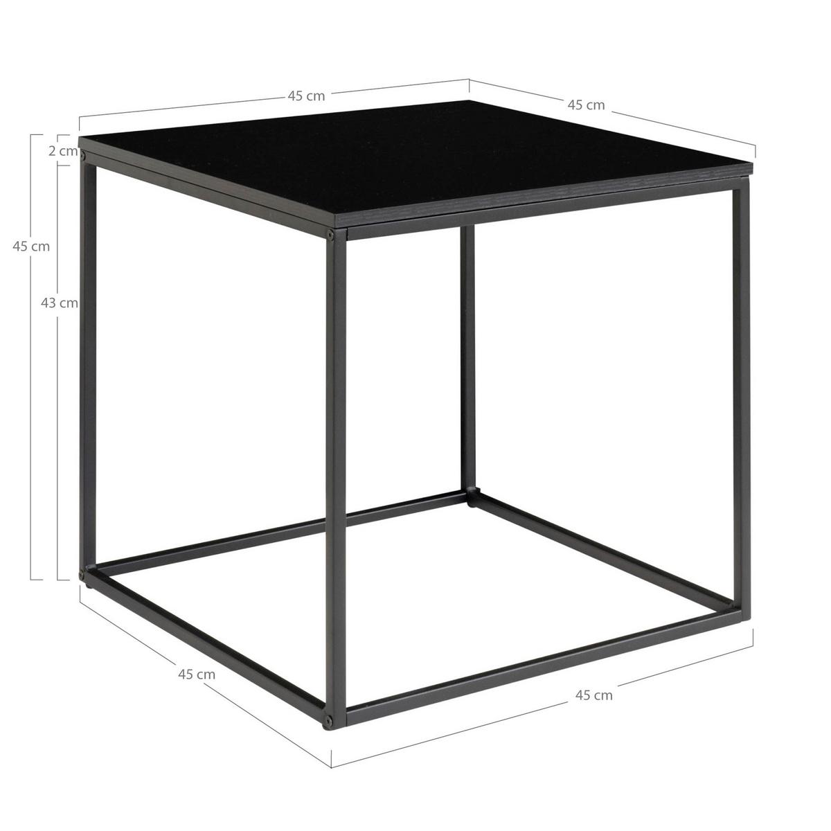 Beistelltisch Vita Schwarz, L/b/h: 45x45x45cm - Schwarz, Basics, Holzwerkstoff/Metall (45/45/45cm)