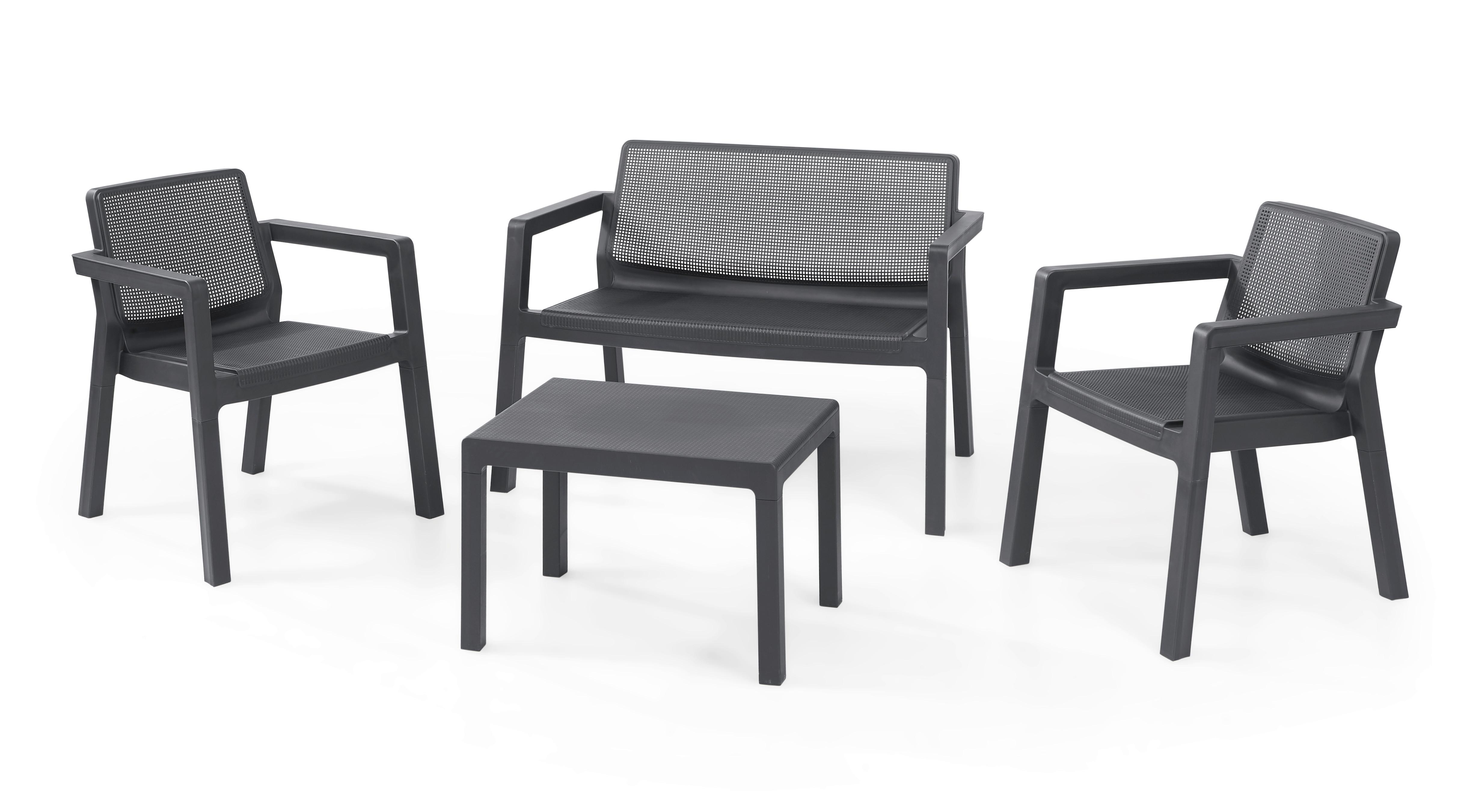 Gartengarnitur 4-Tlg. Emily Kunststoff - Graphitfarben, Basics, Kunststoff (111/68/75cm) - Keter