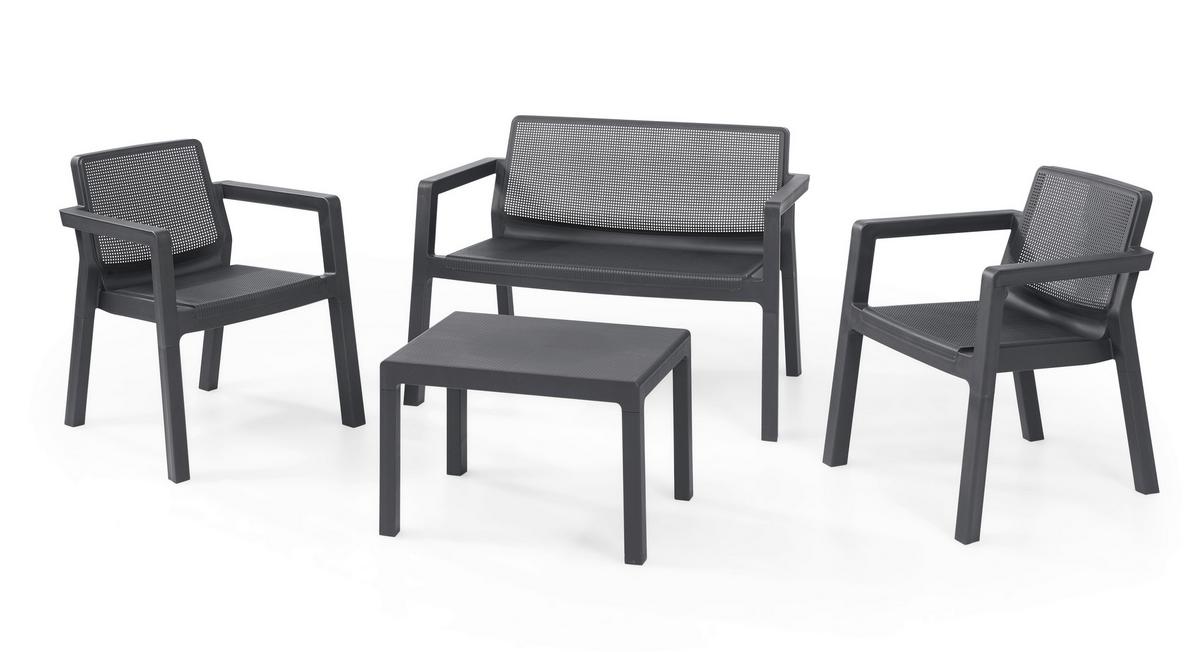 Gartengarnitur 4-tlg. Emily Kunststoff - Graphitfarben, Basics, Kunststoff (111/68/75cm) - Keter