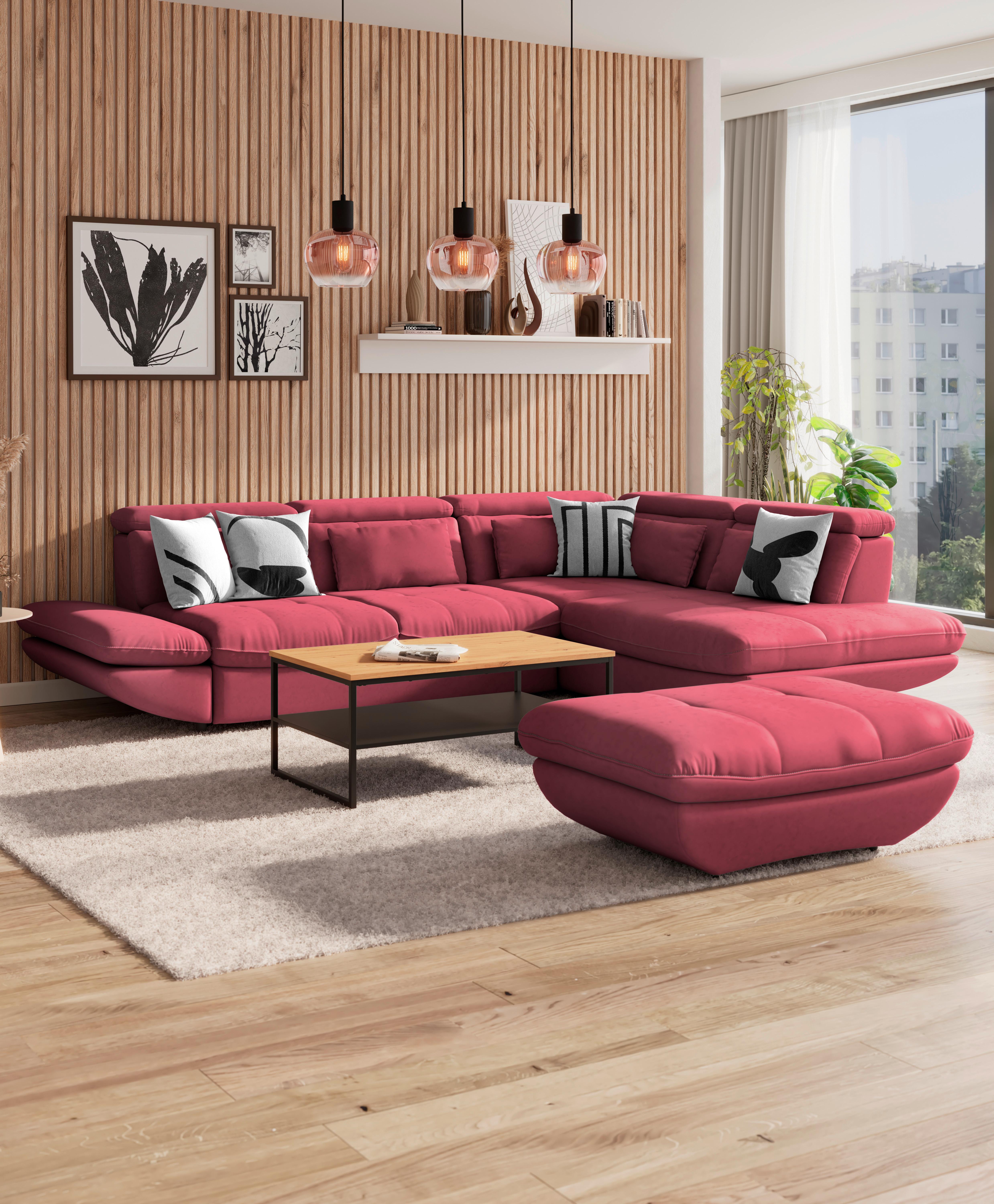 Wohnlandschaft Park - Koralle/Schwarz, MODERN, Textil (233/311cm) - Luca Bessoni