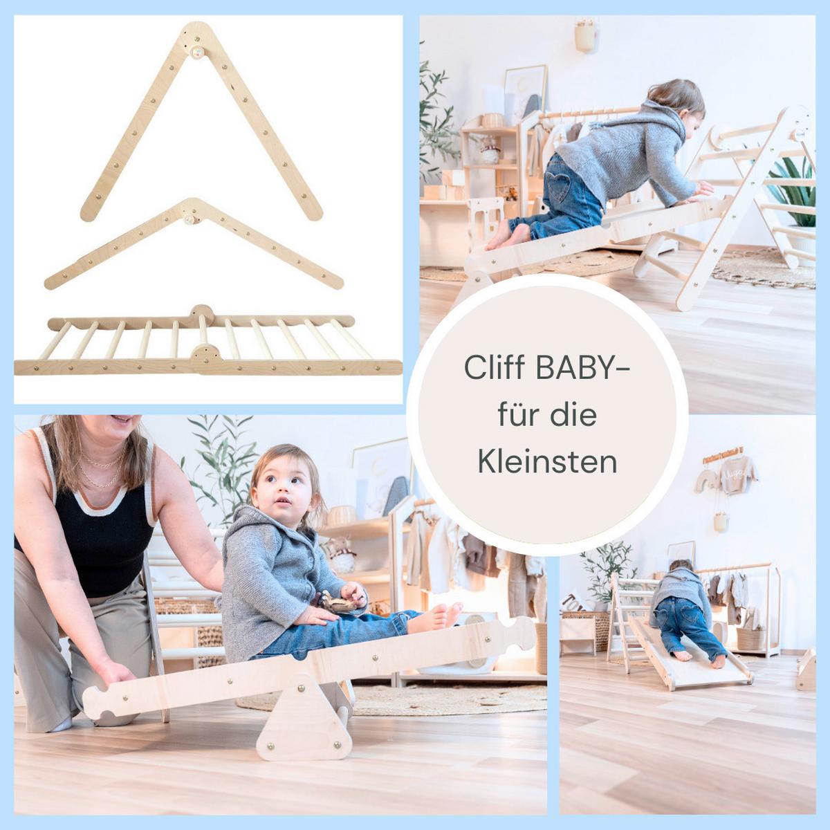 Kletterdreieck mit Rutsche und Wippe - Birkefarben, Basics, Holz (68/53,5/69cm) - CLIFF